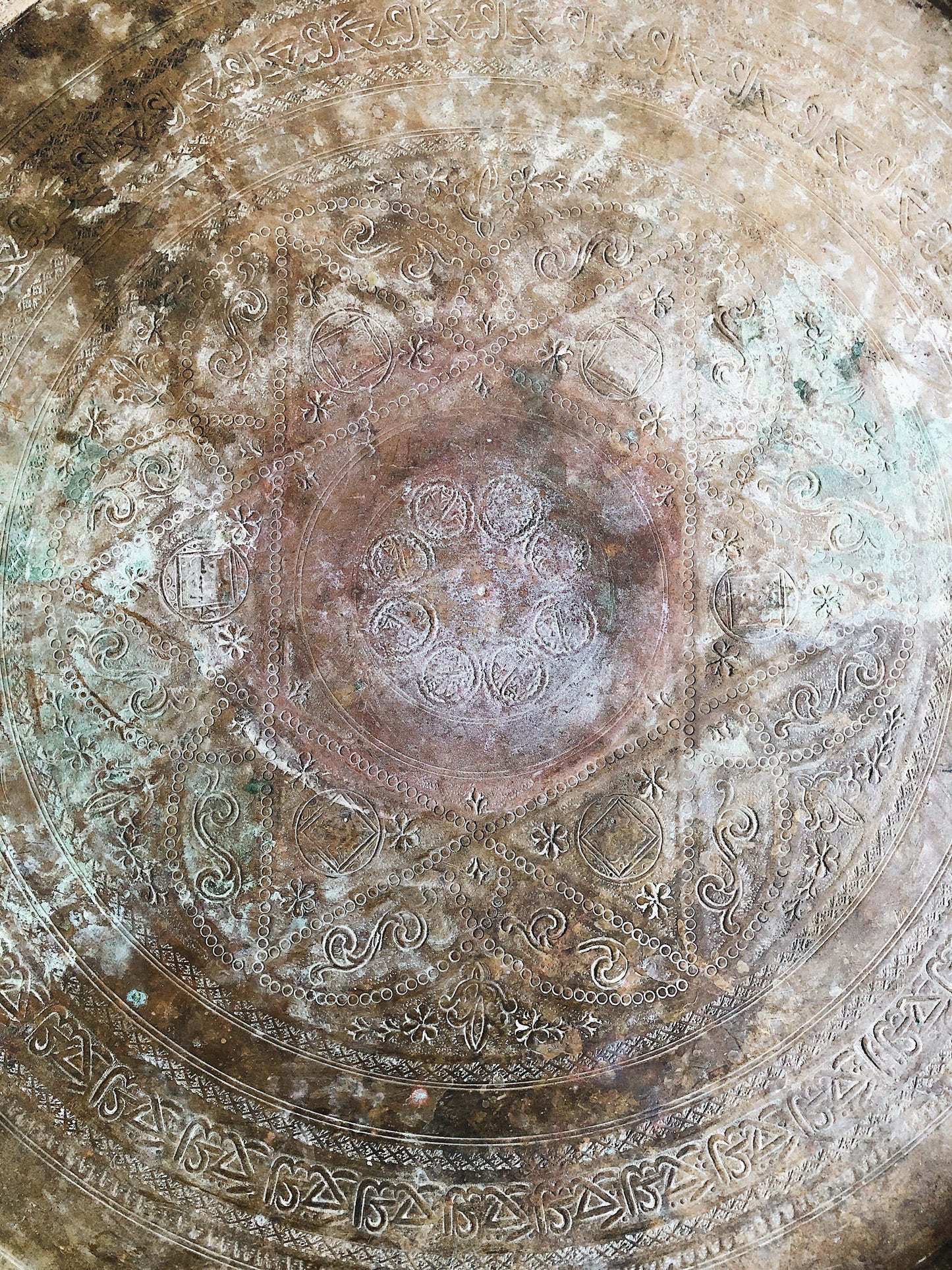 Vintage Moroccan Brass Tray Table