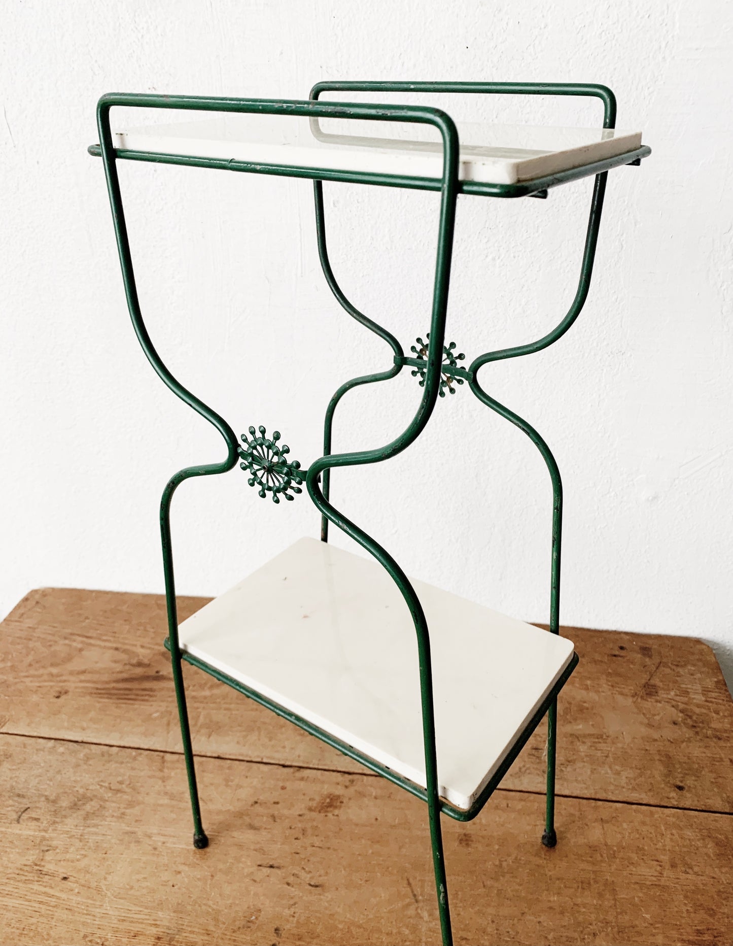 Mid Century Iron Stand with Marble Shelves