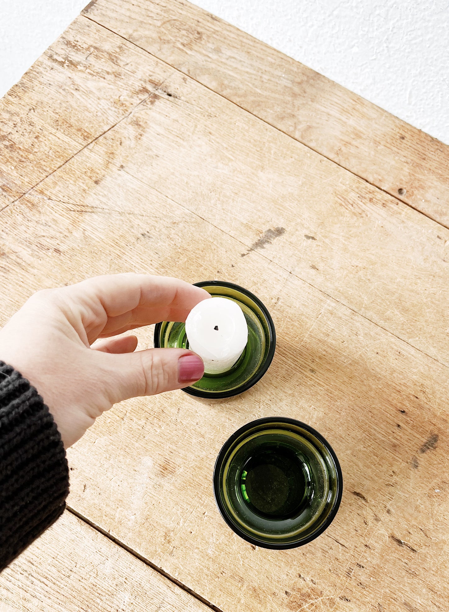 Vintage Danish Emerald Glass Candleholders