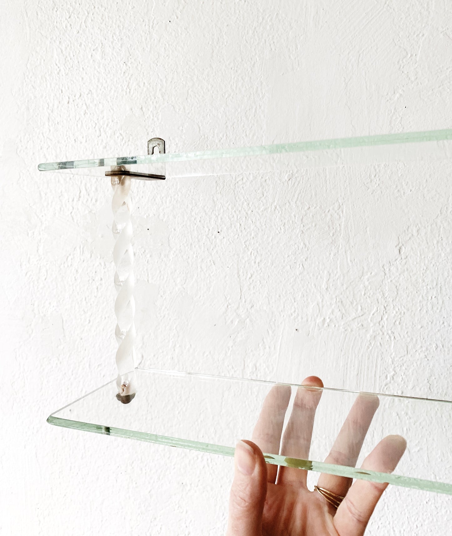 Mid Century Glass and Lucite Shelf