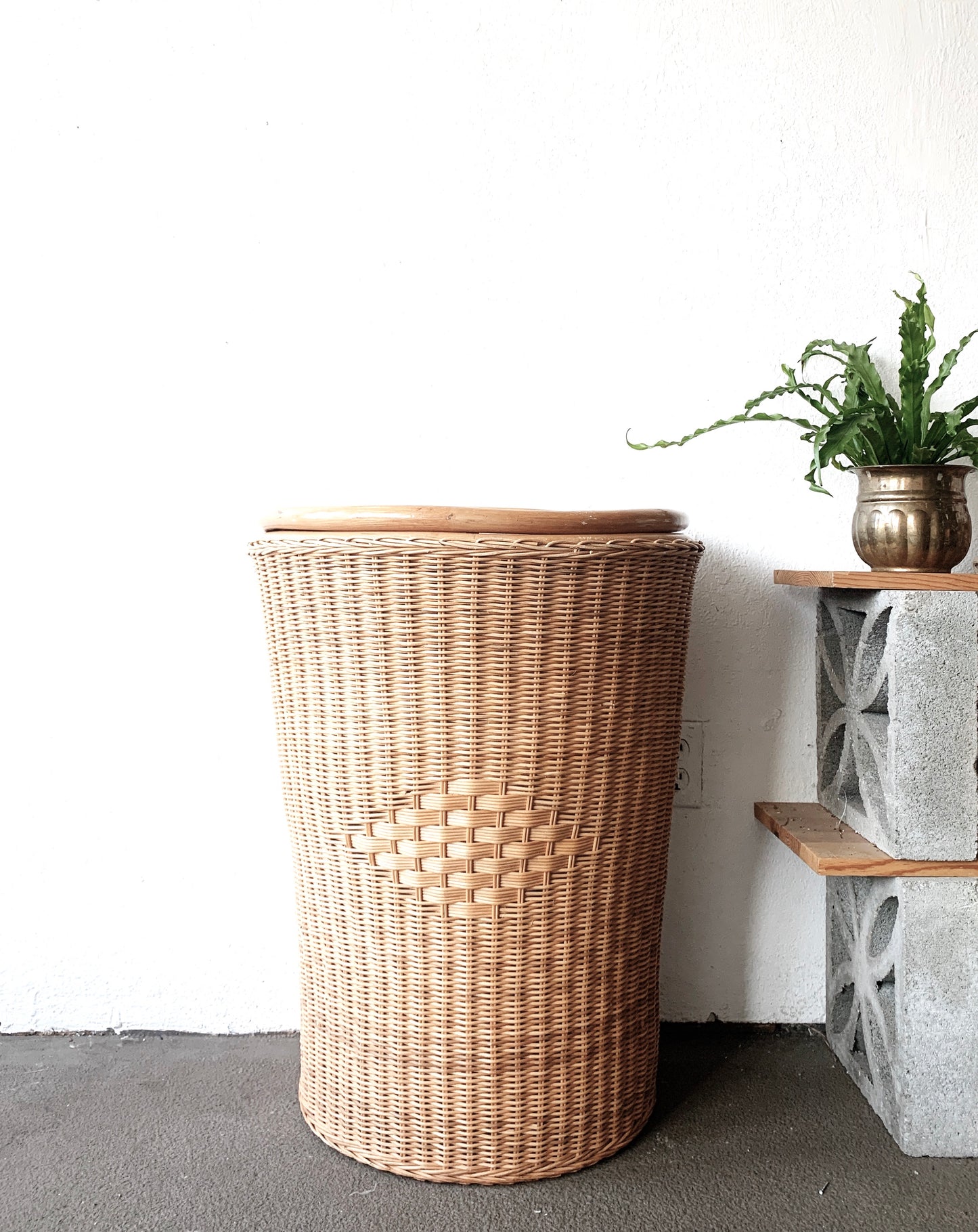 Large Vintage Wicker Laundry Basket