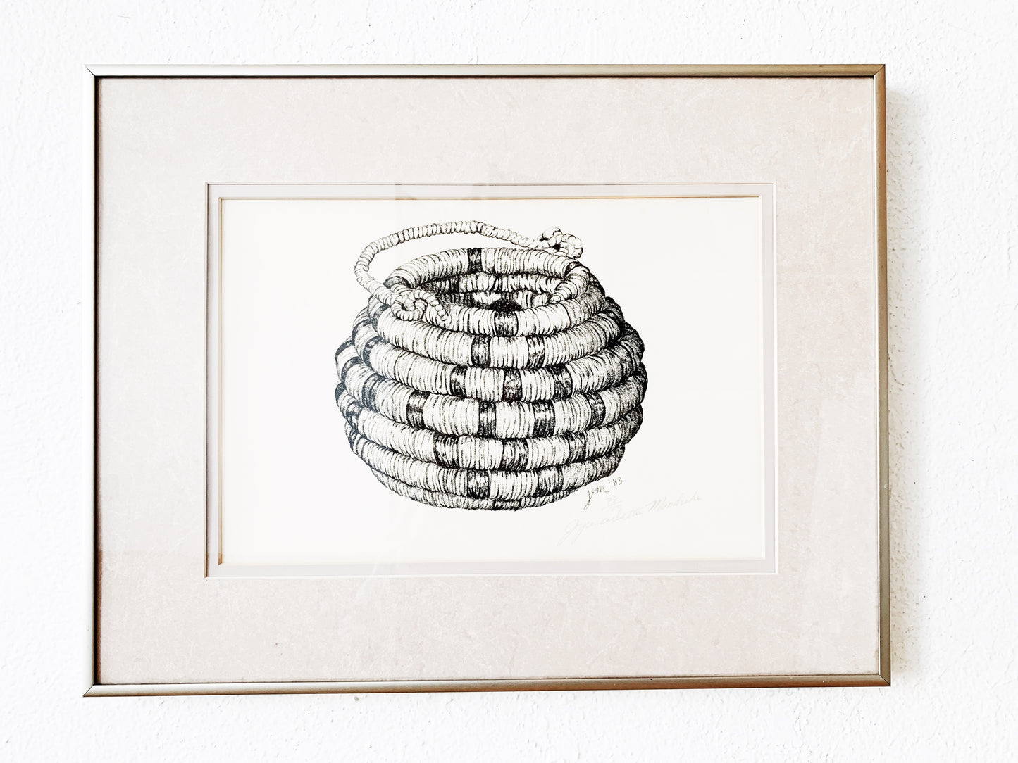 Vintage Framed Charcoal Drawing