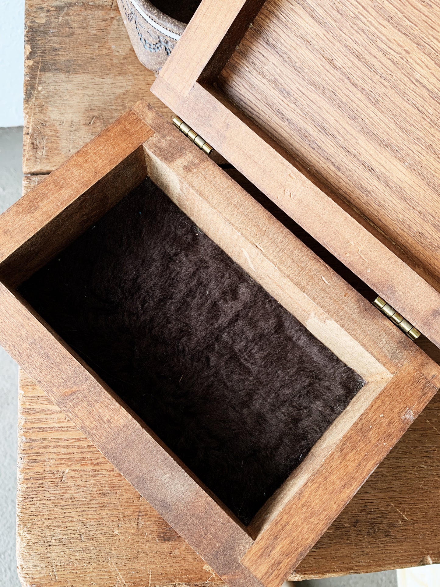 Vintage Handmade Wood Box with Turquoise and Resin Inlay