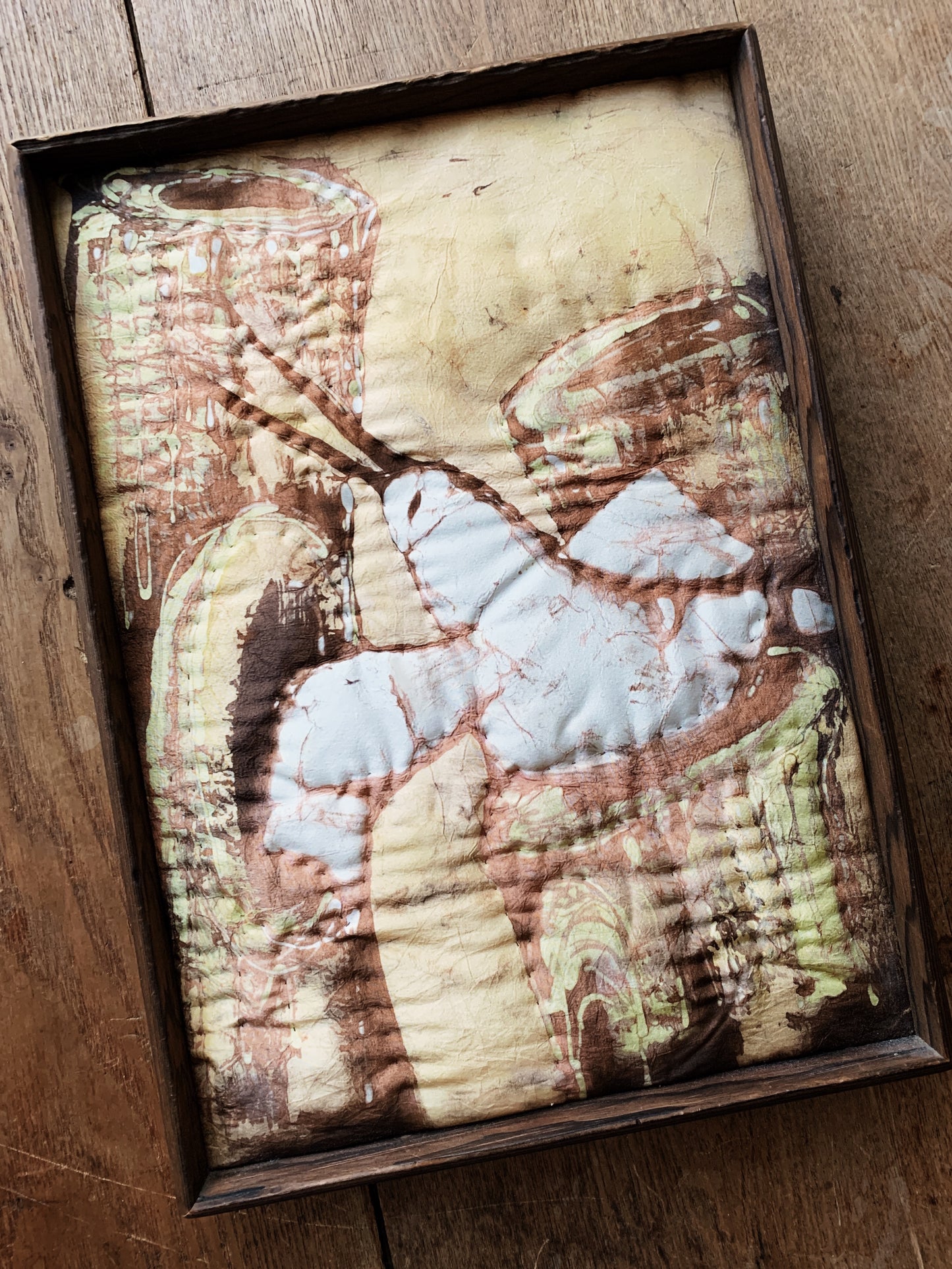 Vintage Framed Batik Textile Art