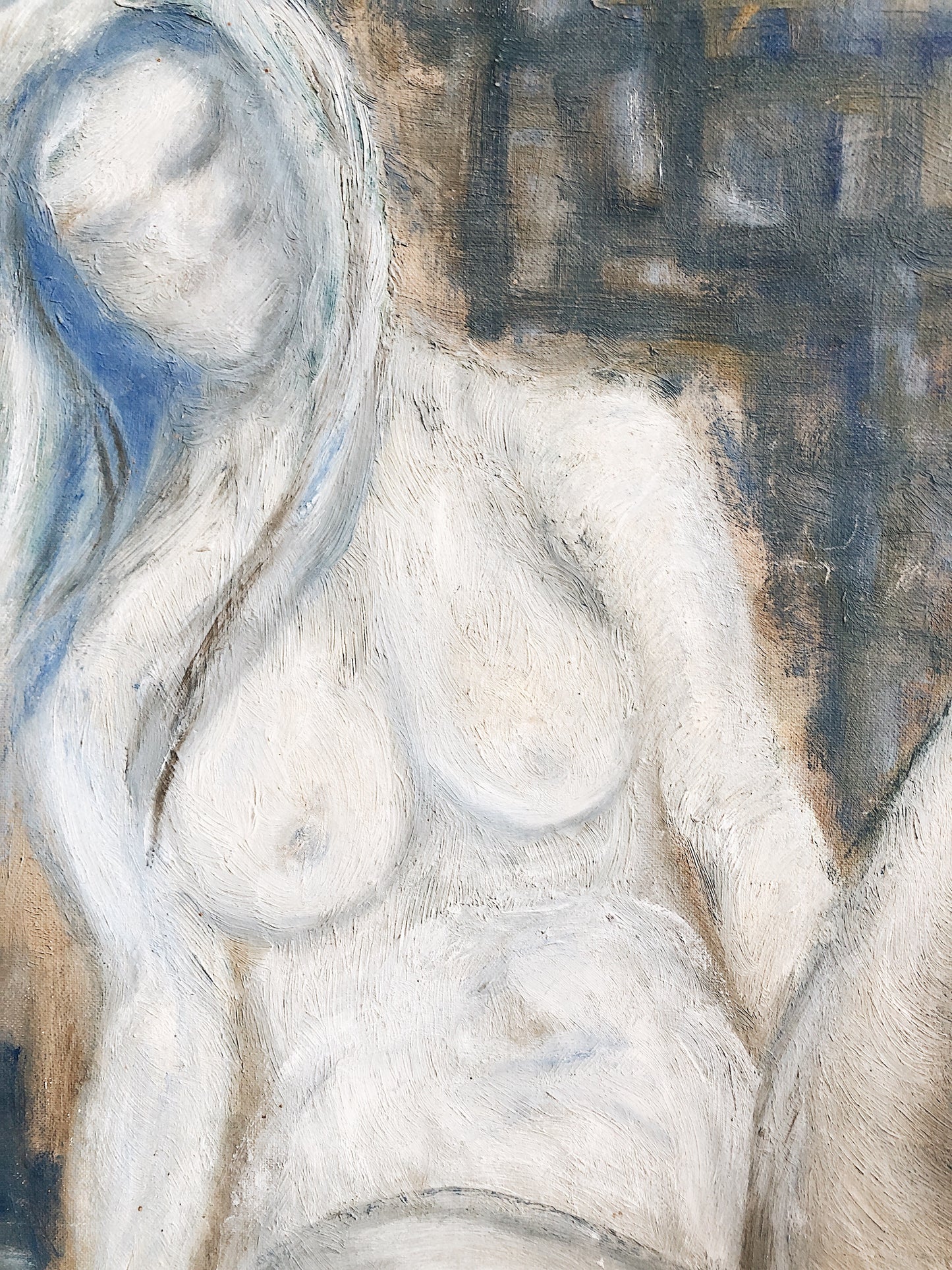 Vintage Blue Nude Painting