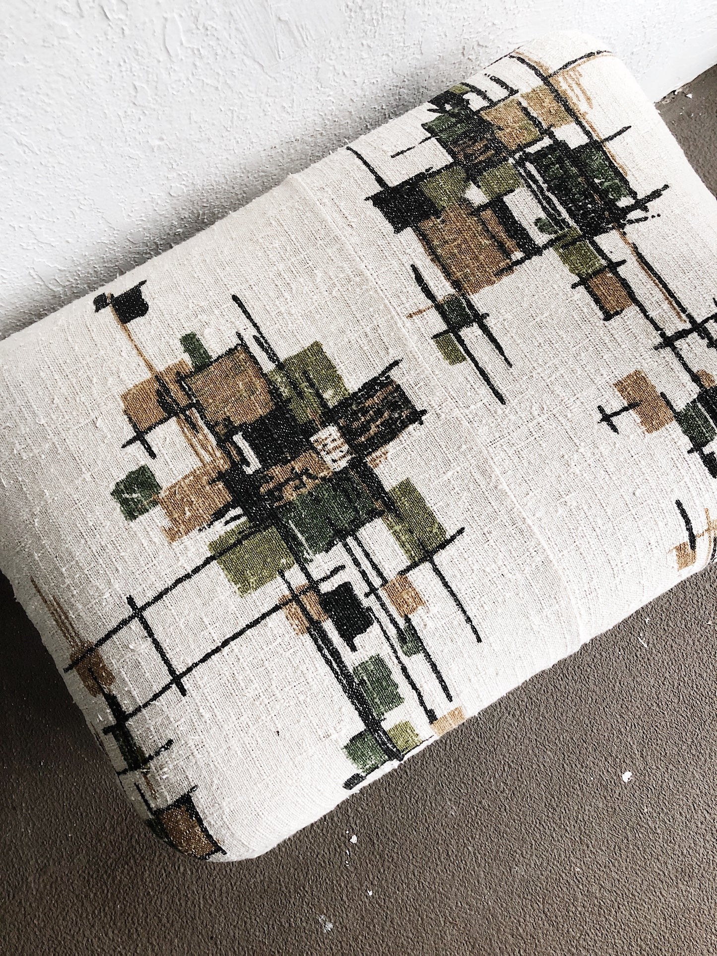 Vintage Mid Century Upholstered Ottoman