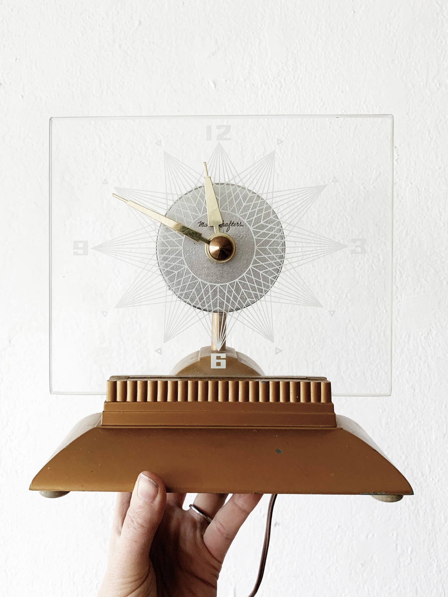 Mid Century Starlight Electric Clock with Illuminated Base