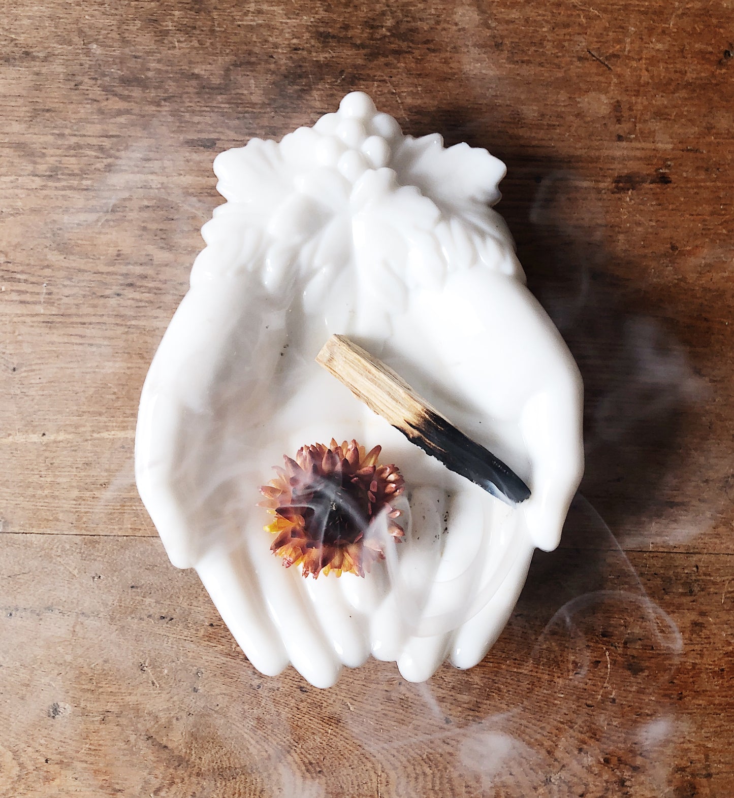 Vintage Milk Glass Hands Dish