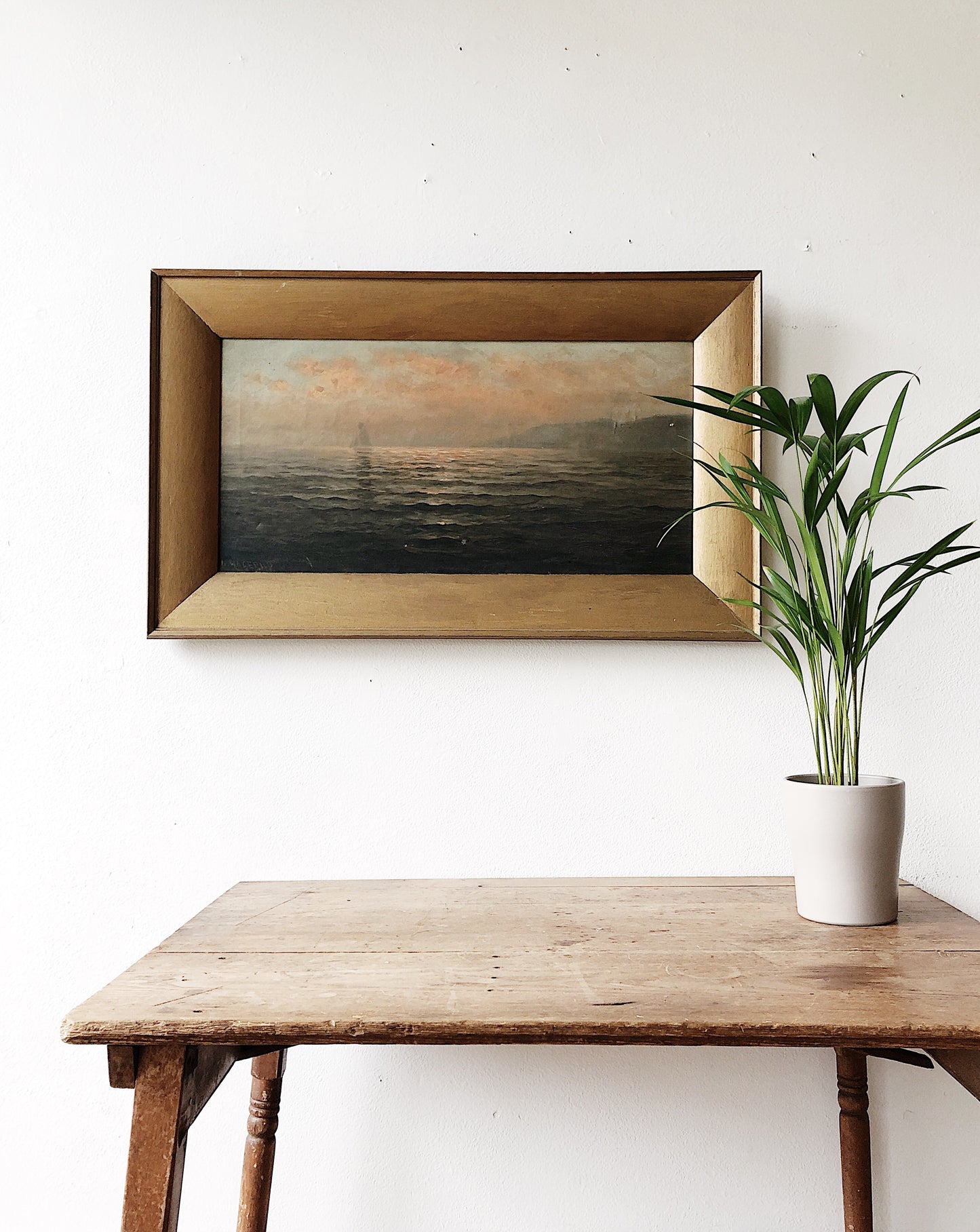 Antique Oil on Linen Ethereal Sea Painting
