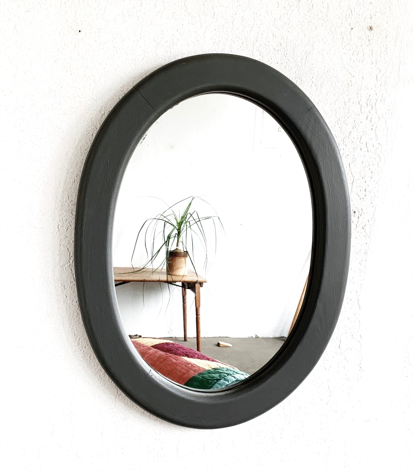 Vintage Oval Painted Wood Framed Mirror