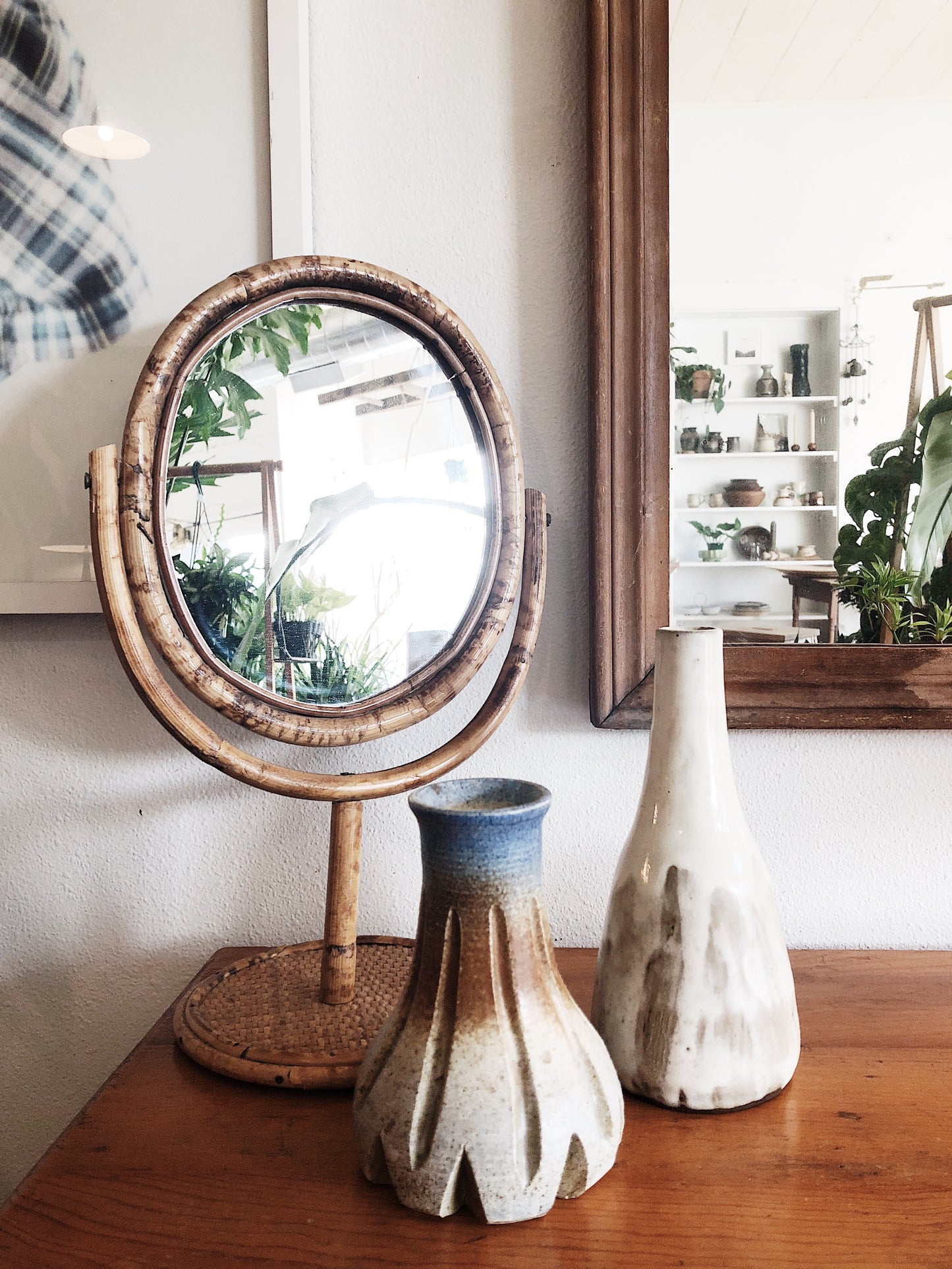 Vintage Bamboo Dresser Mirror