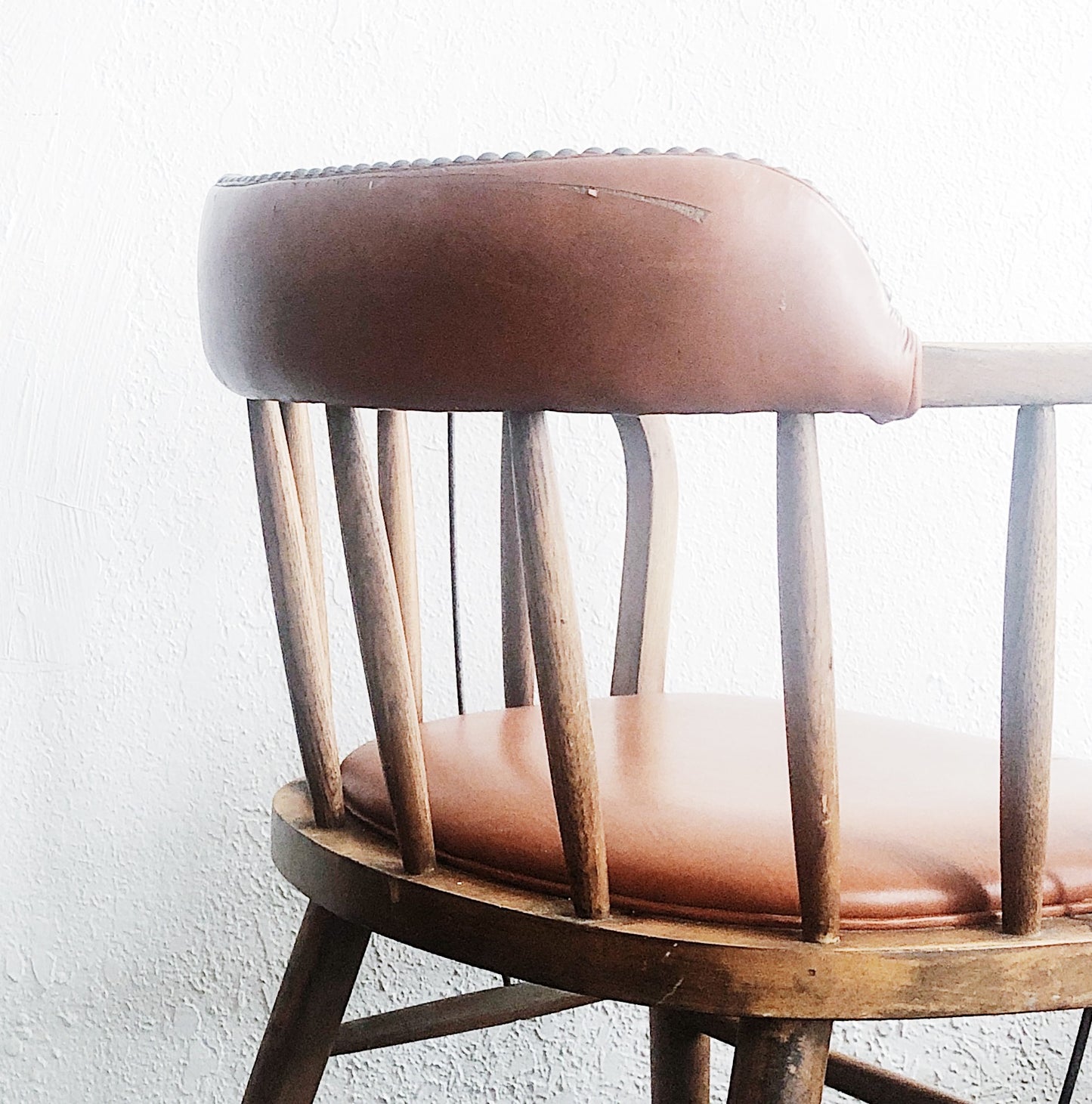 Pair Vintage Upholstered Captains Chairs