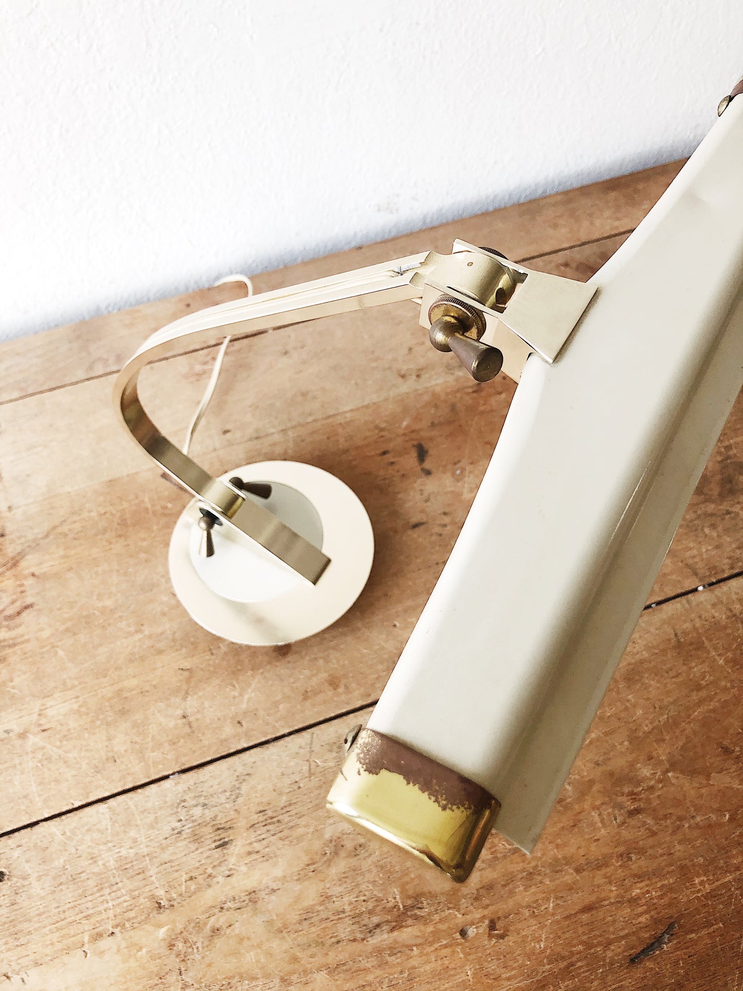 Vintage Brass and Enamel Lamp