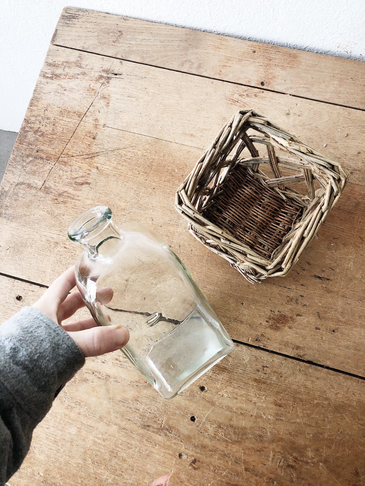 Vintage Blown Glass Carboy and Carrier