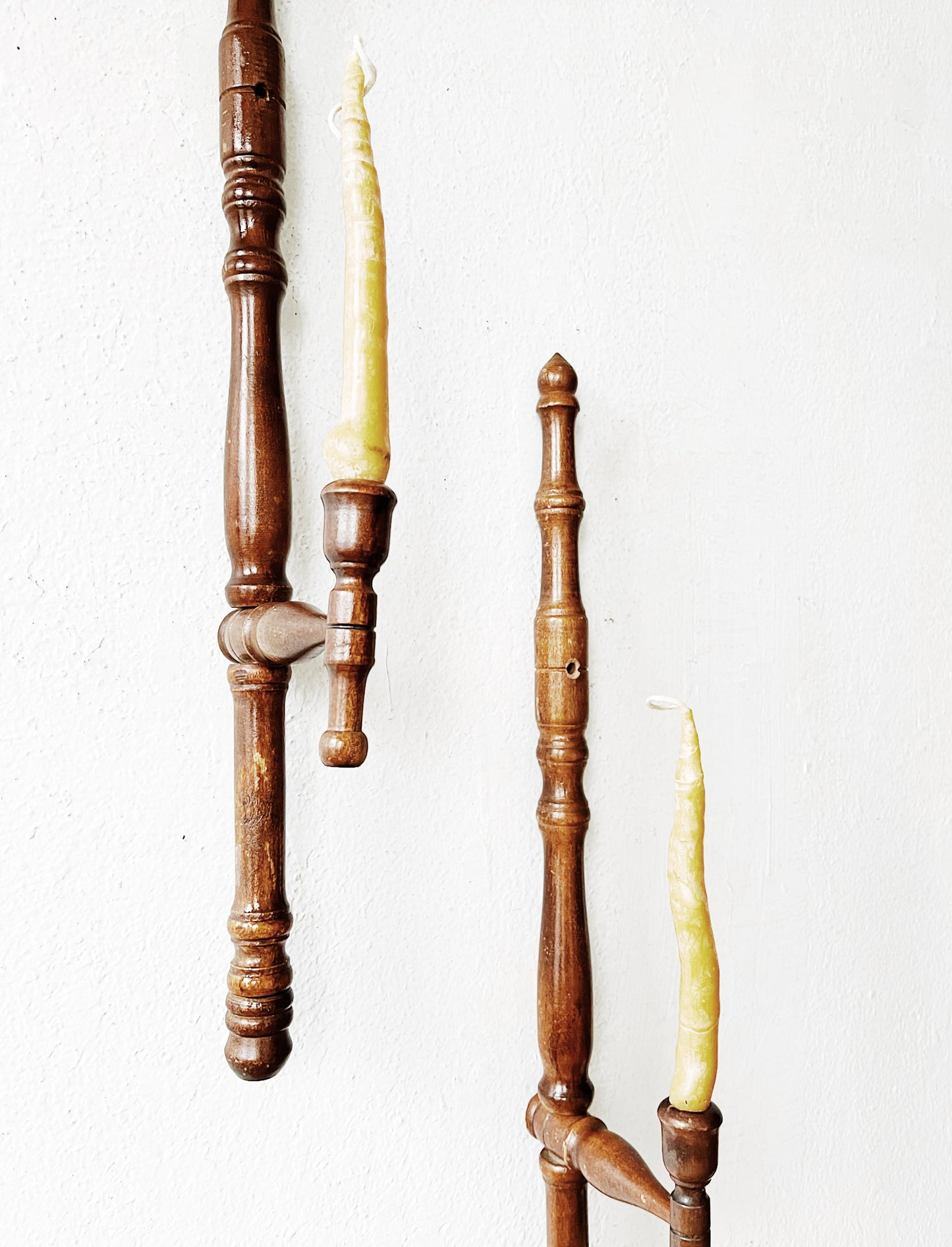 Wood Candlestick Sconce