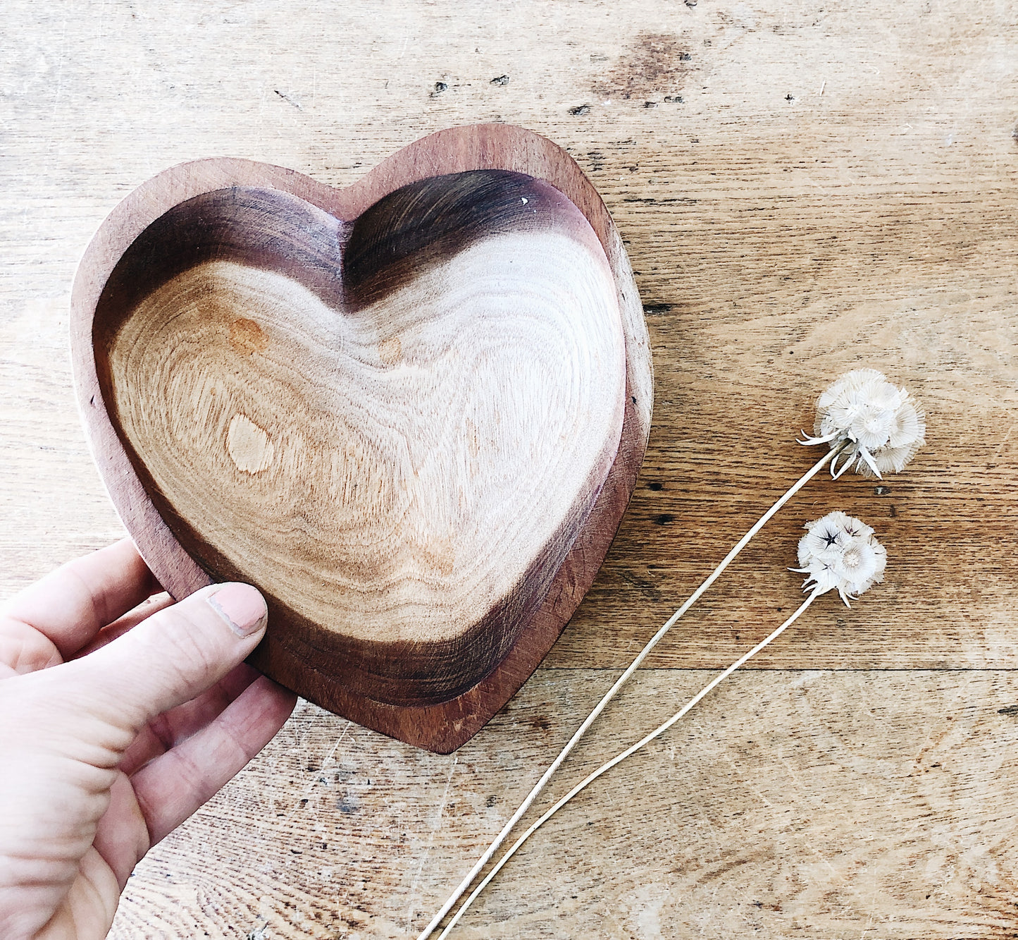 Handcarved Heart Dish