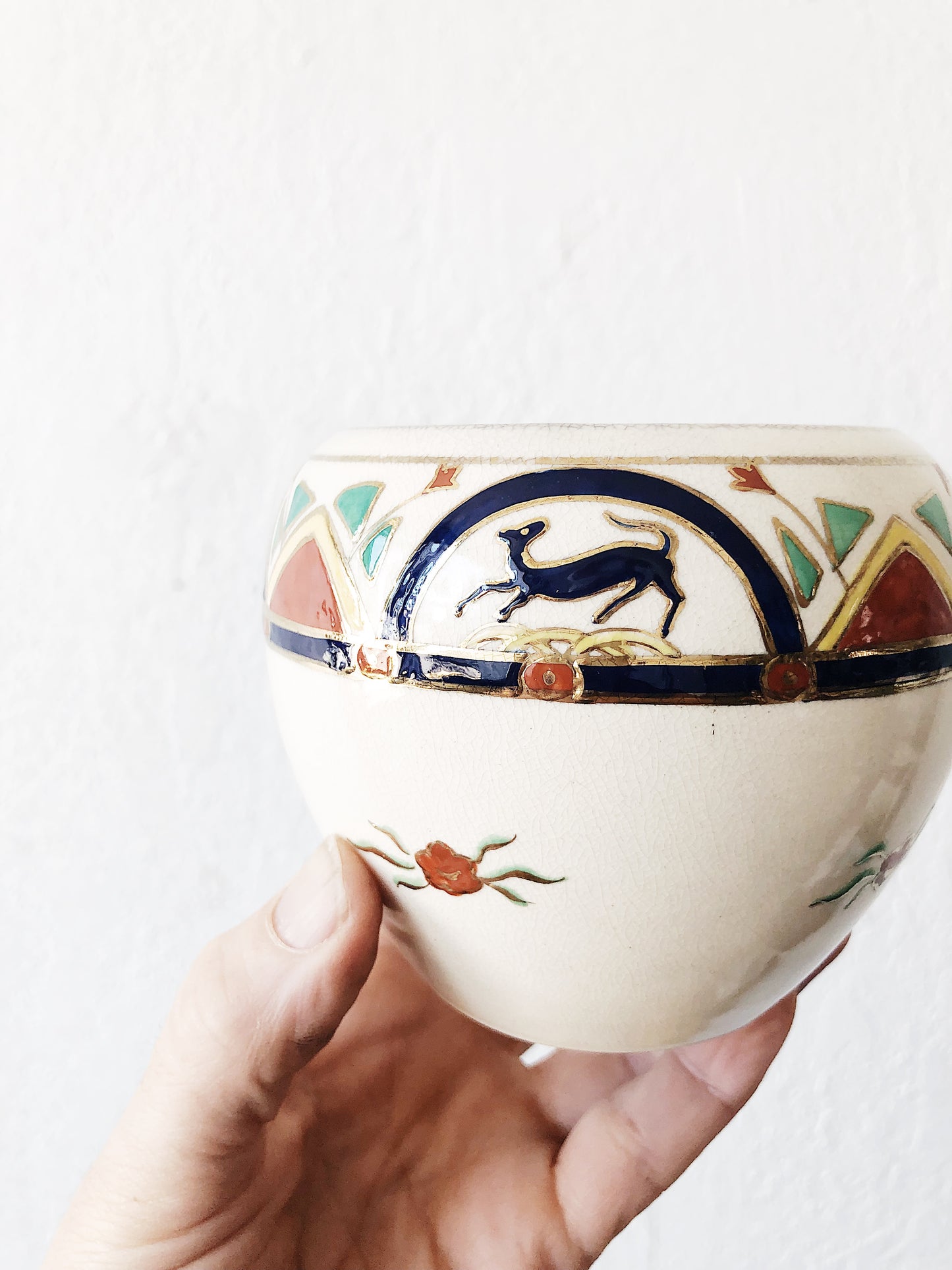 Vintage Japanese Enamel Cachepot