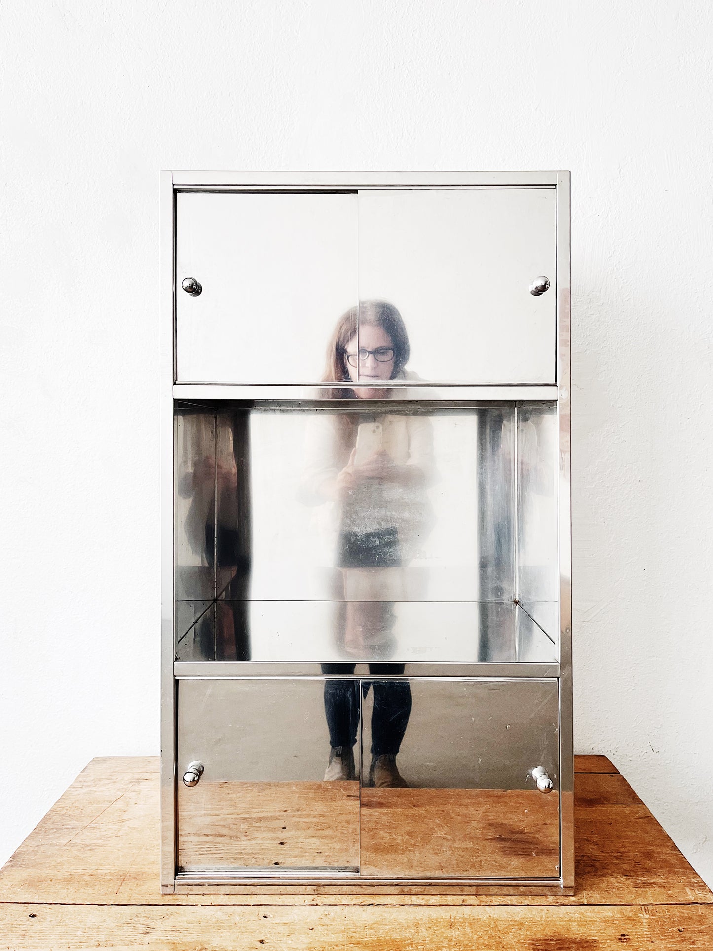 Mid Century Stainless Steel Wall Cupboard