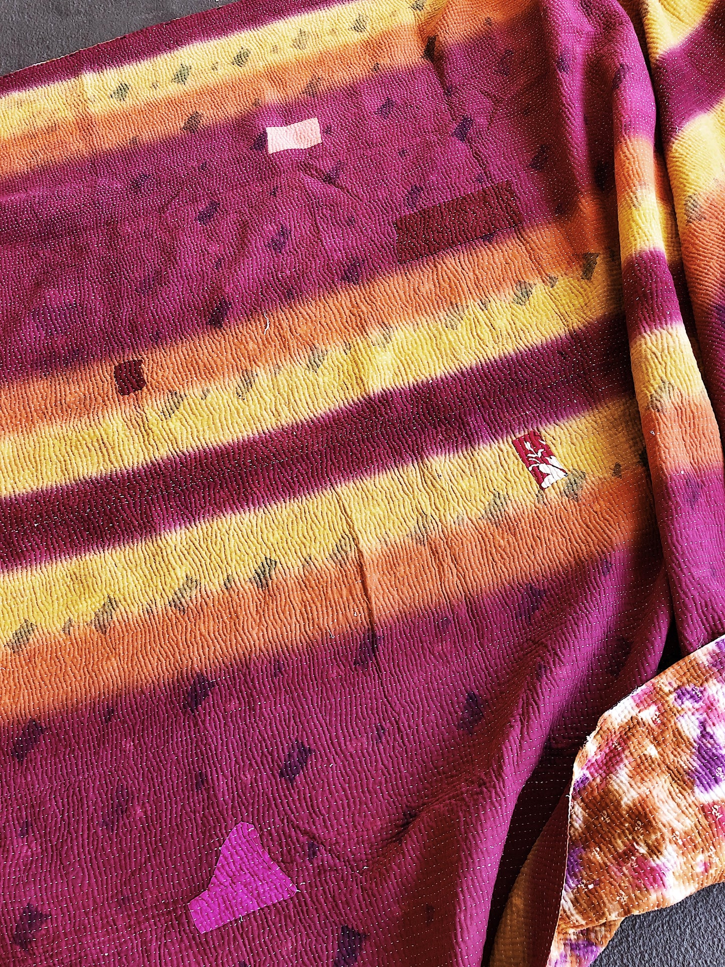 Reversible Watercolor Cotton Kantha Quilt