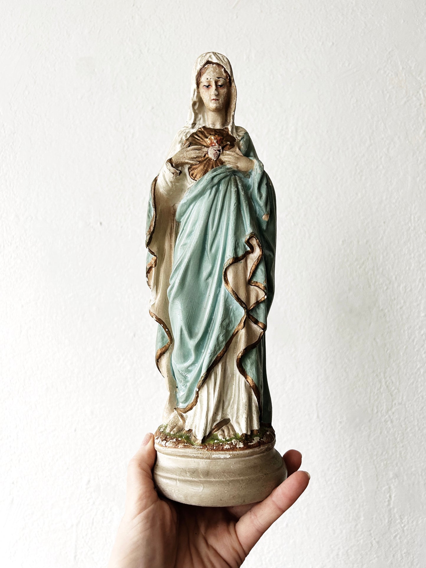 Antique Hand Painted Plaster Mary