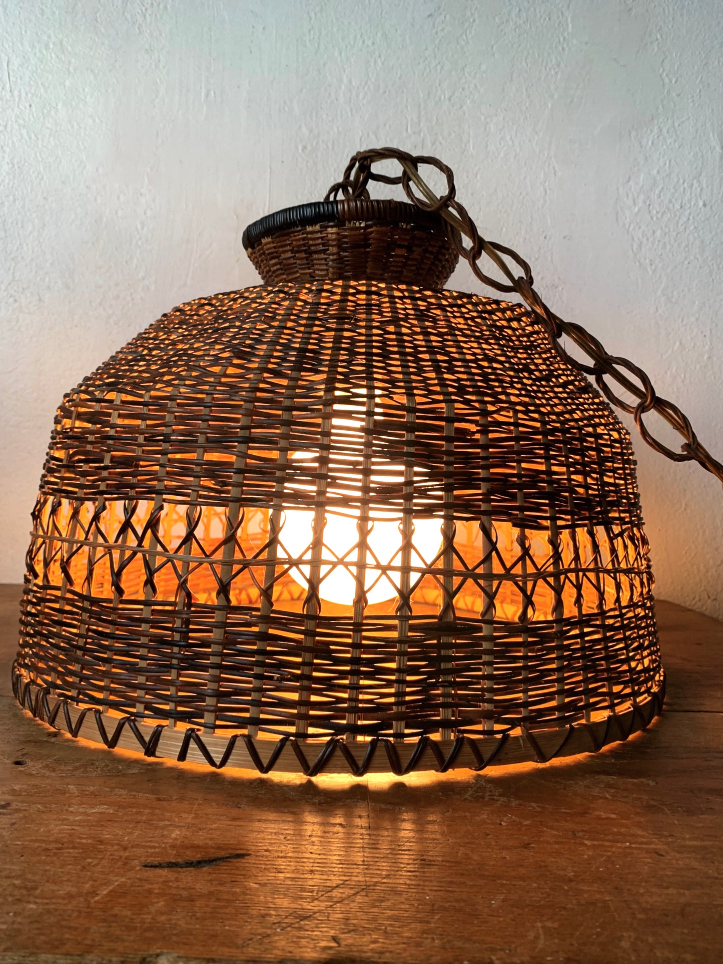 1970’s Wicker Swag Light