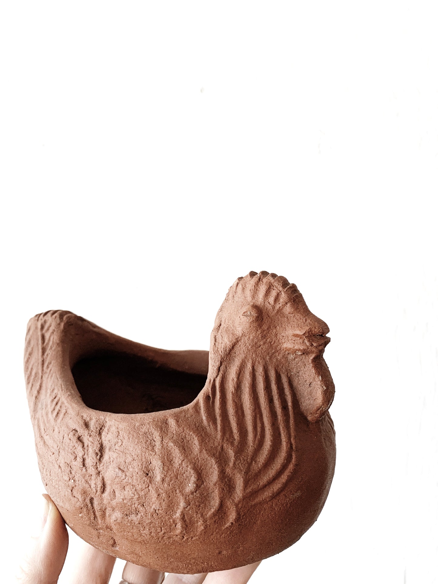 Chunky Terra Cotta Hen Planter