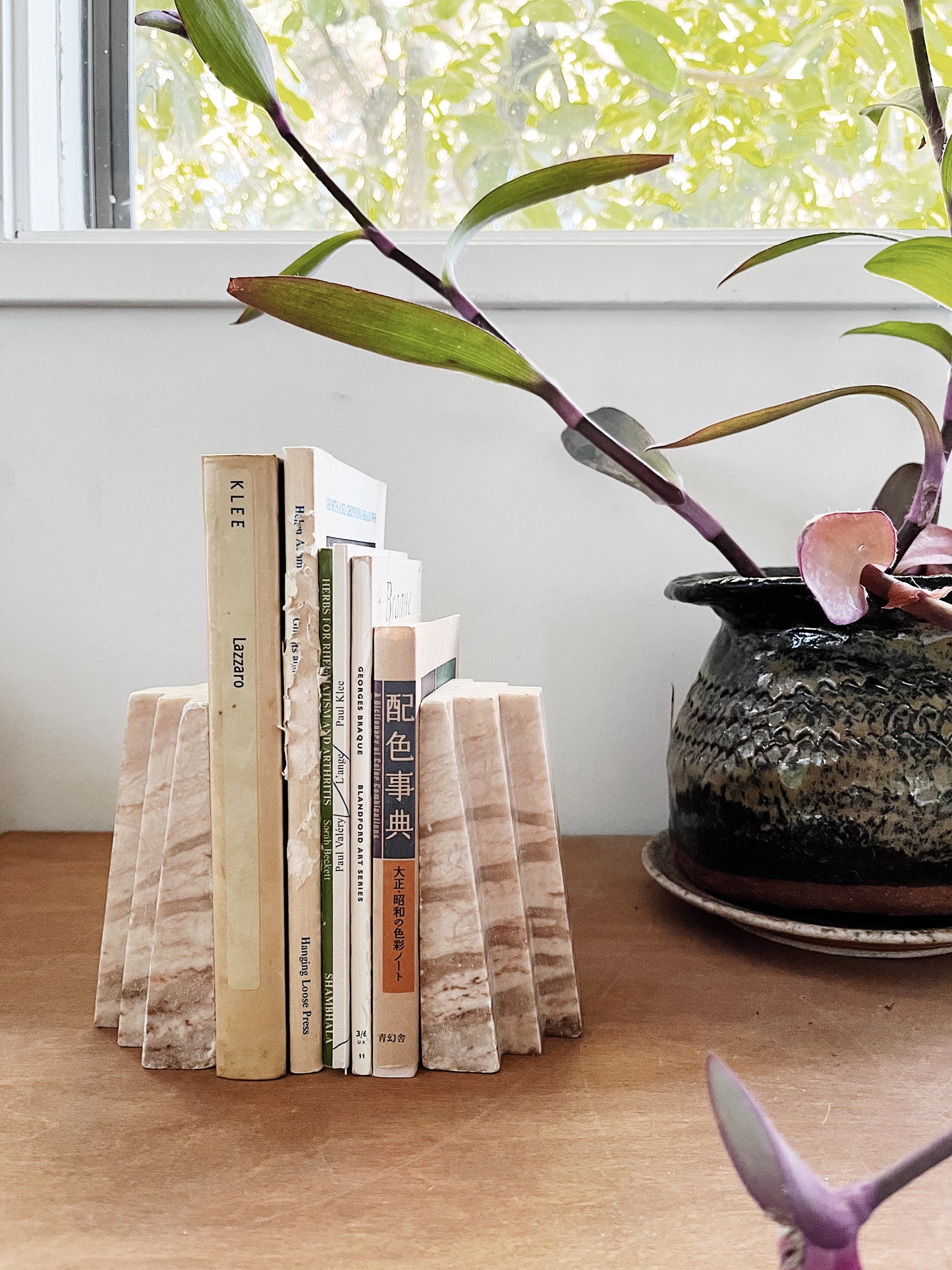 Vintage Pink Marble Bookends