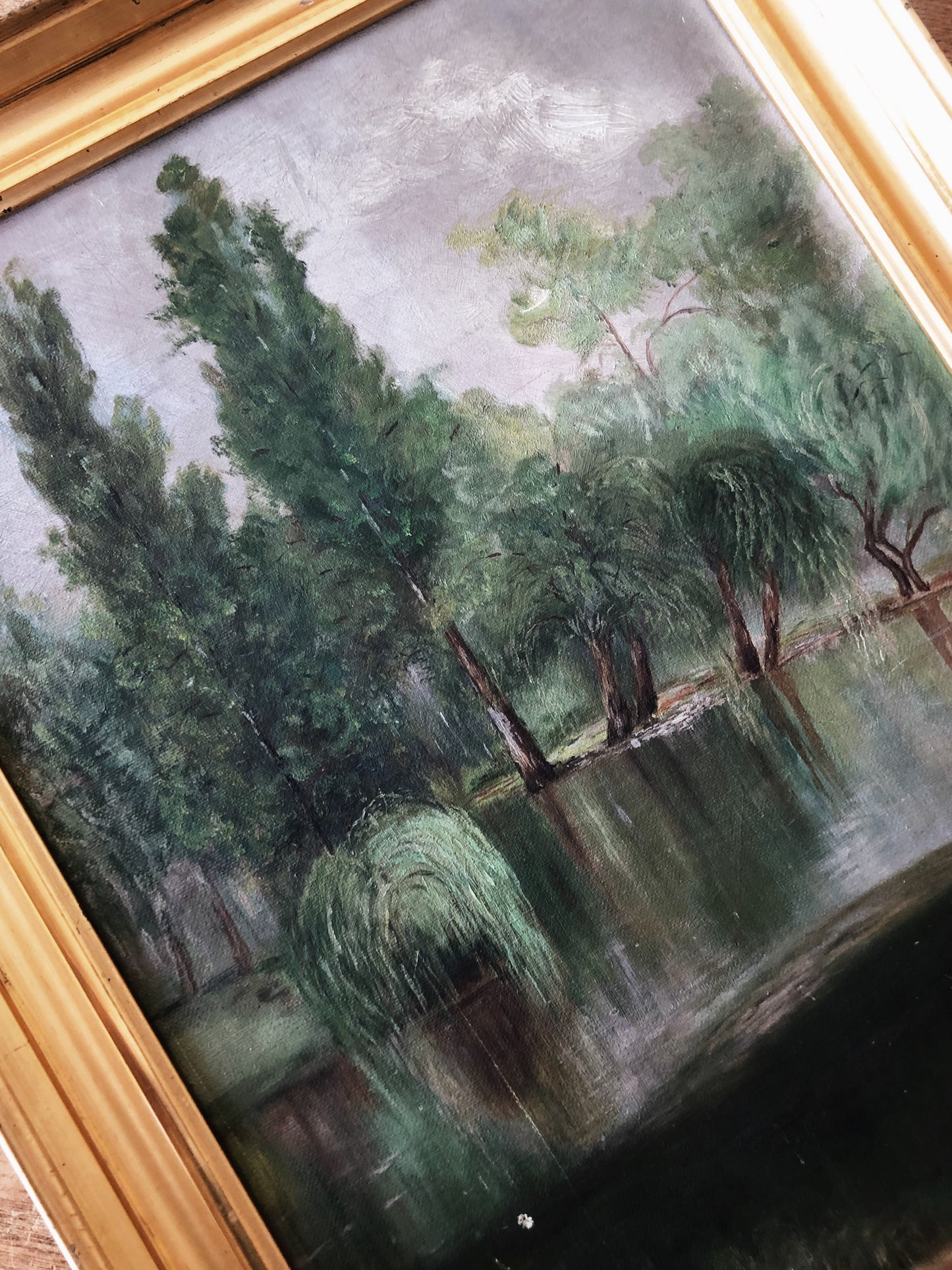 Antique Forest Park Landscape Painting