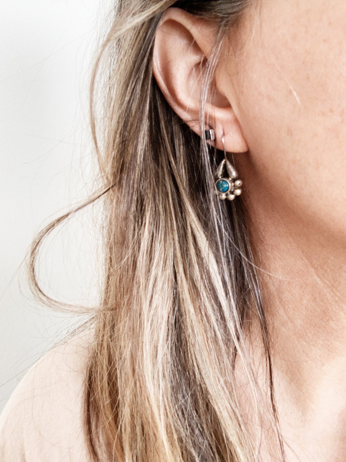 Vintage Sterling Earrings with Turquoise