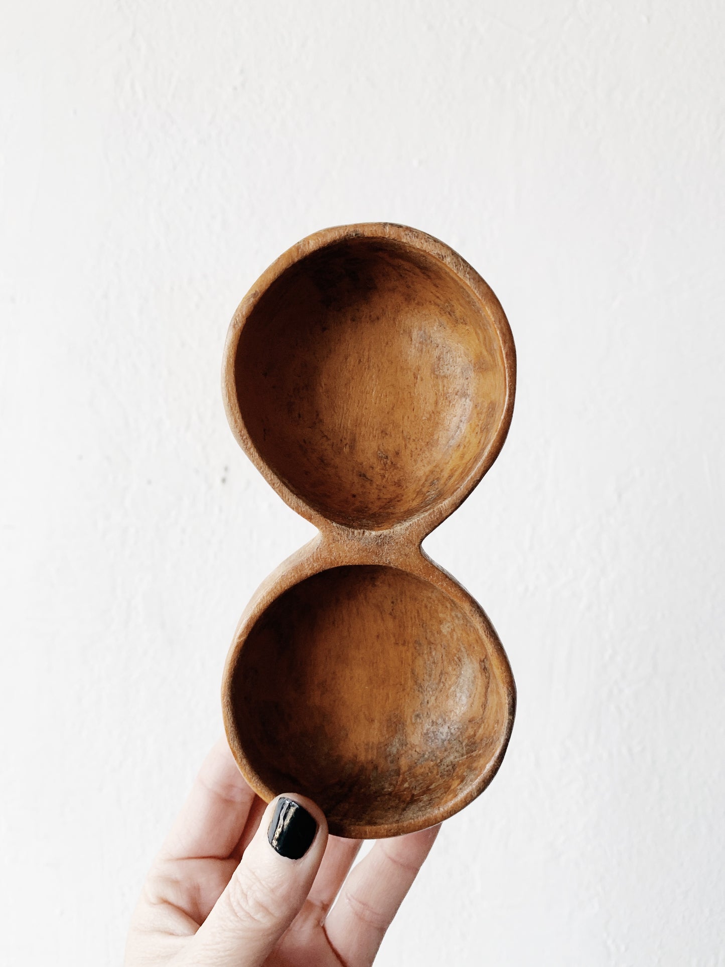 Hand Carved Vintage Double Wood Dish