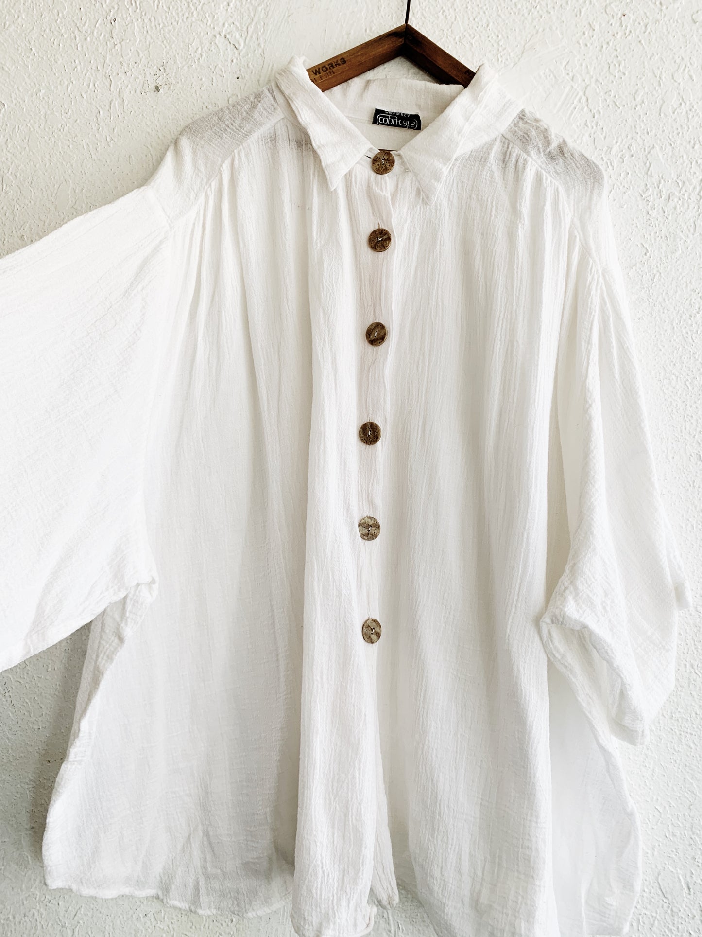 Vintage Oversized Cotton Gauze Blouse
