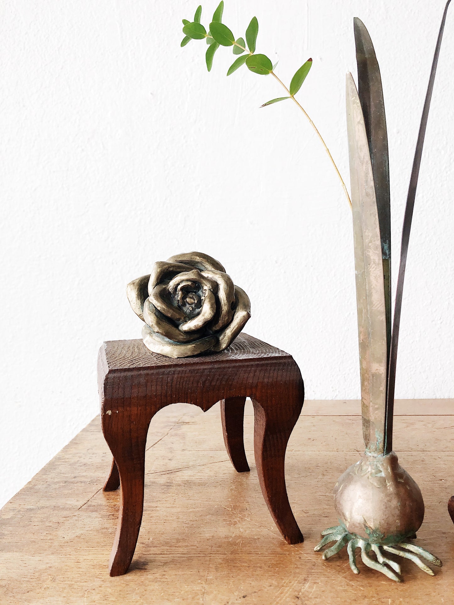 Vintage 1930s Aged Bronze Bud Vase
