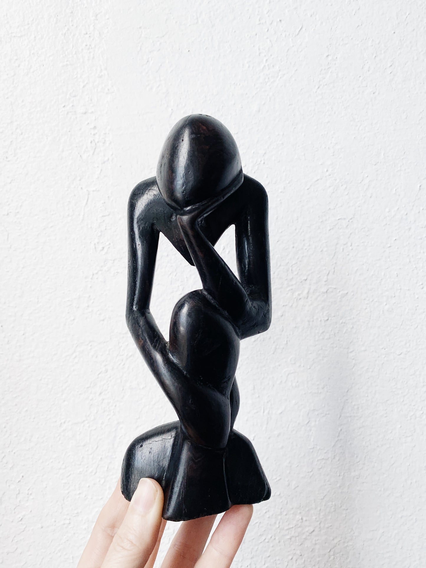Carved Ebony Thinker Statue