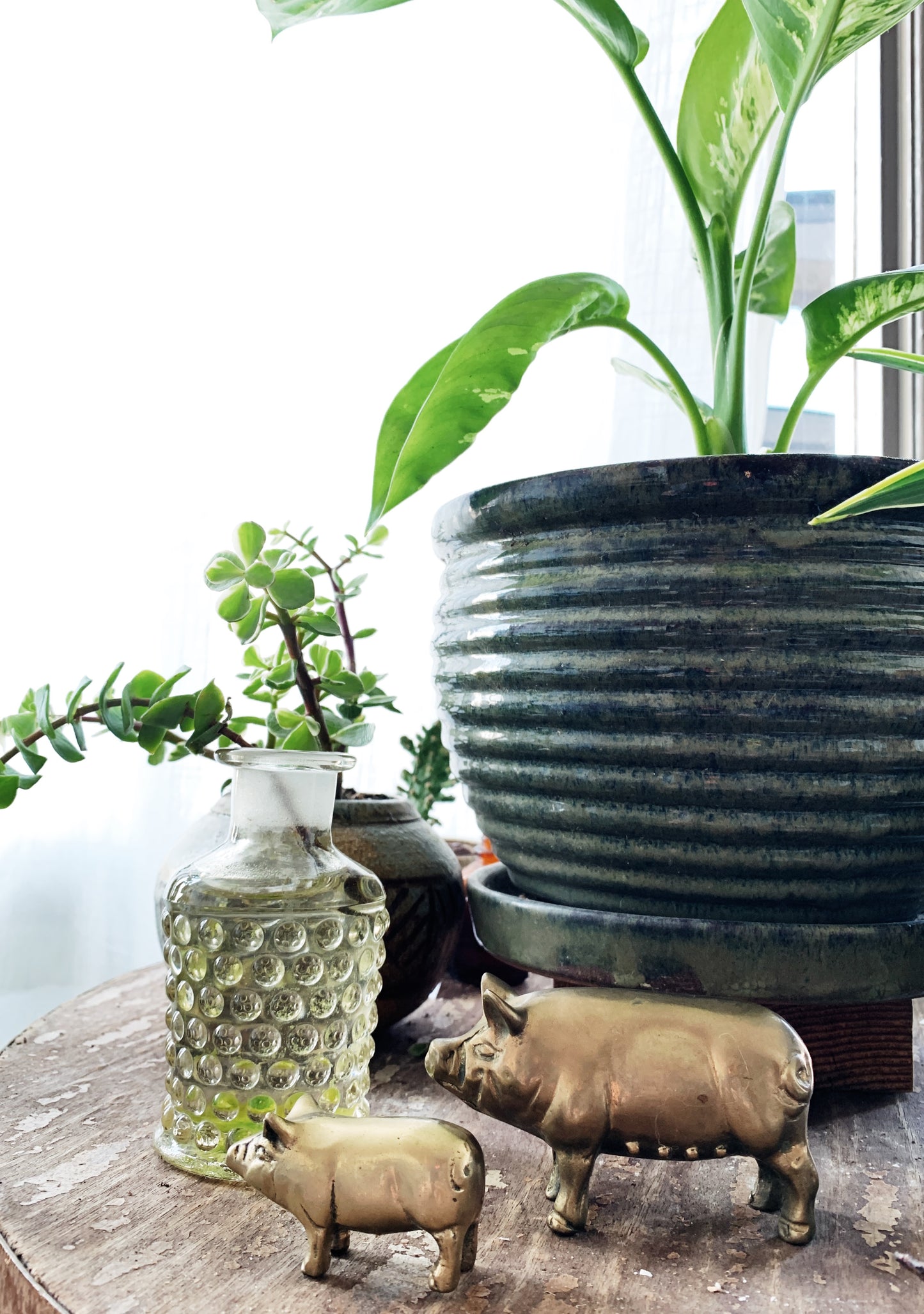 Vintage Aged Brass Pig Figurines