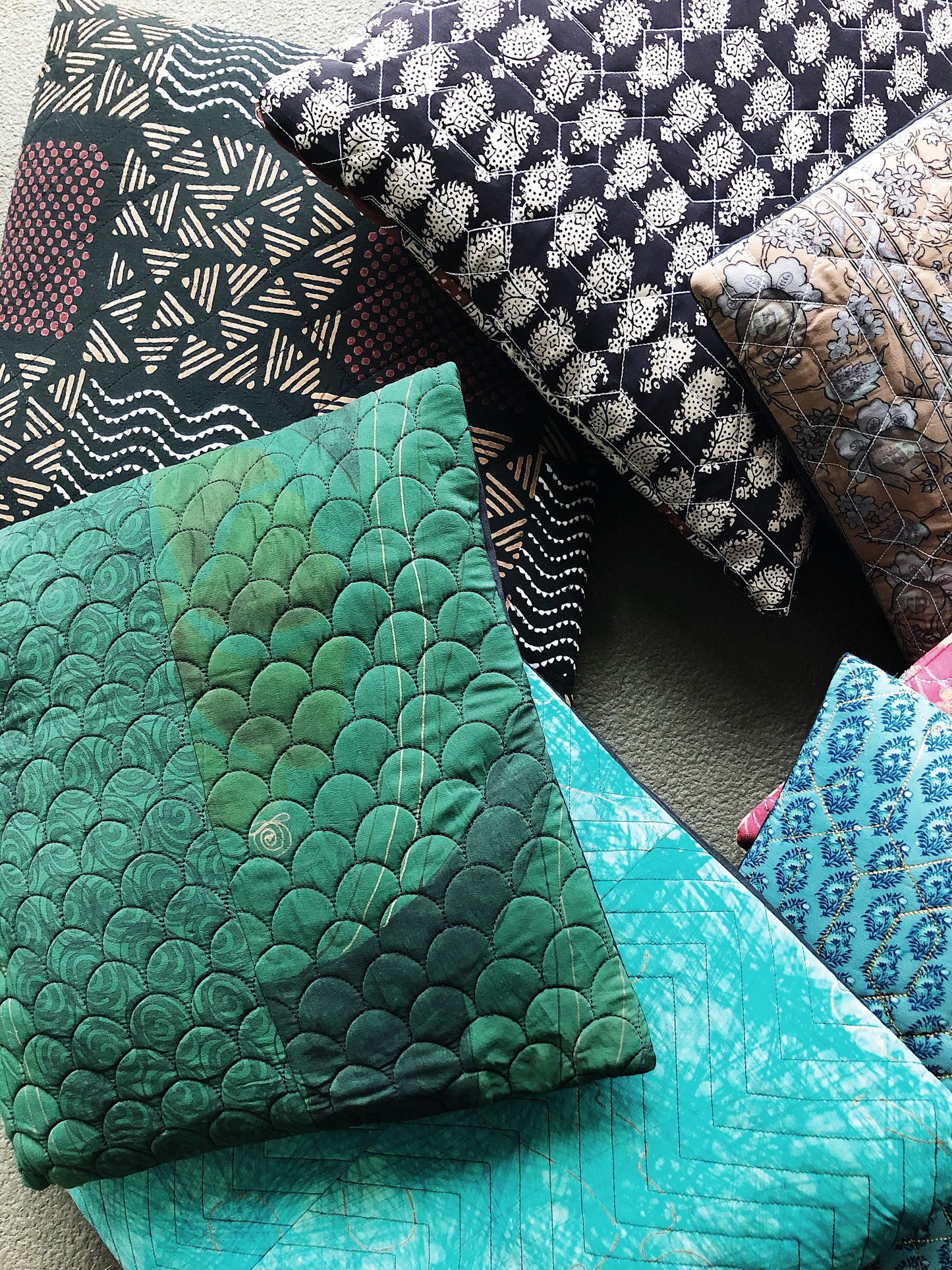 Indian Block Printed Silk Pillow