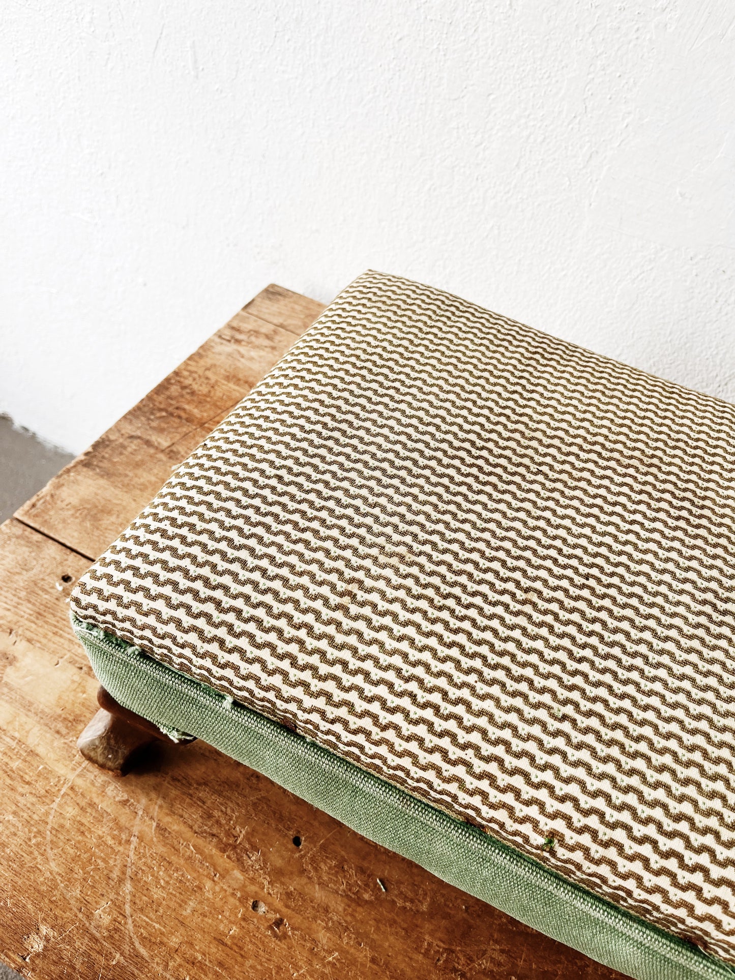 Vintage 1920s Upholstered Footstool