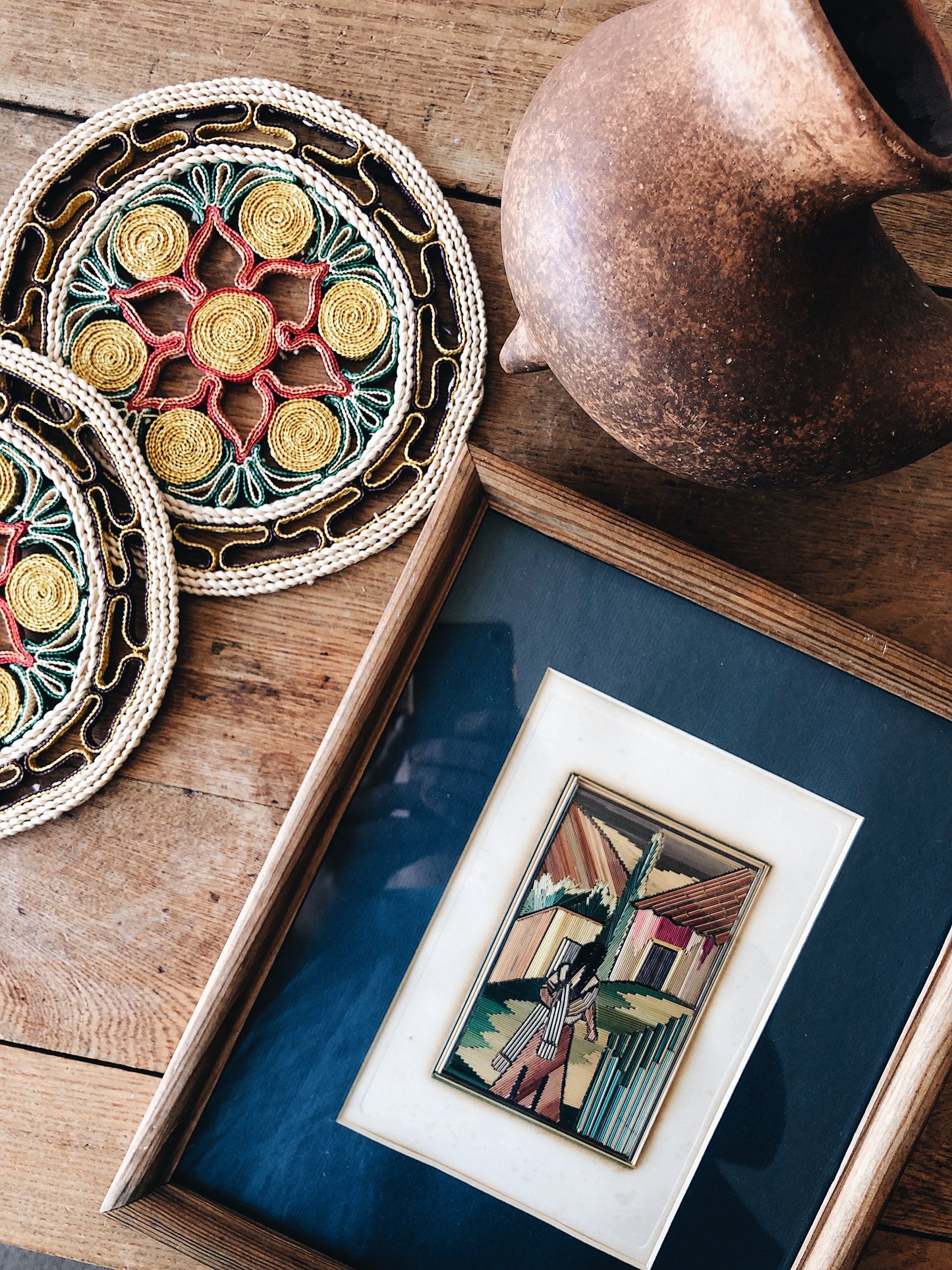 Vintage Straw Art Piece