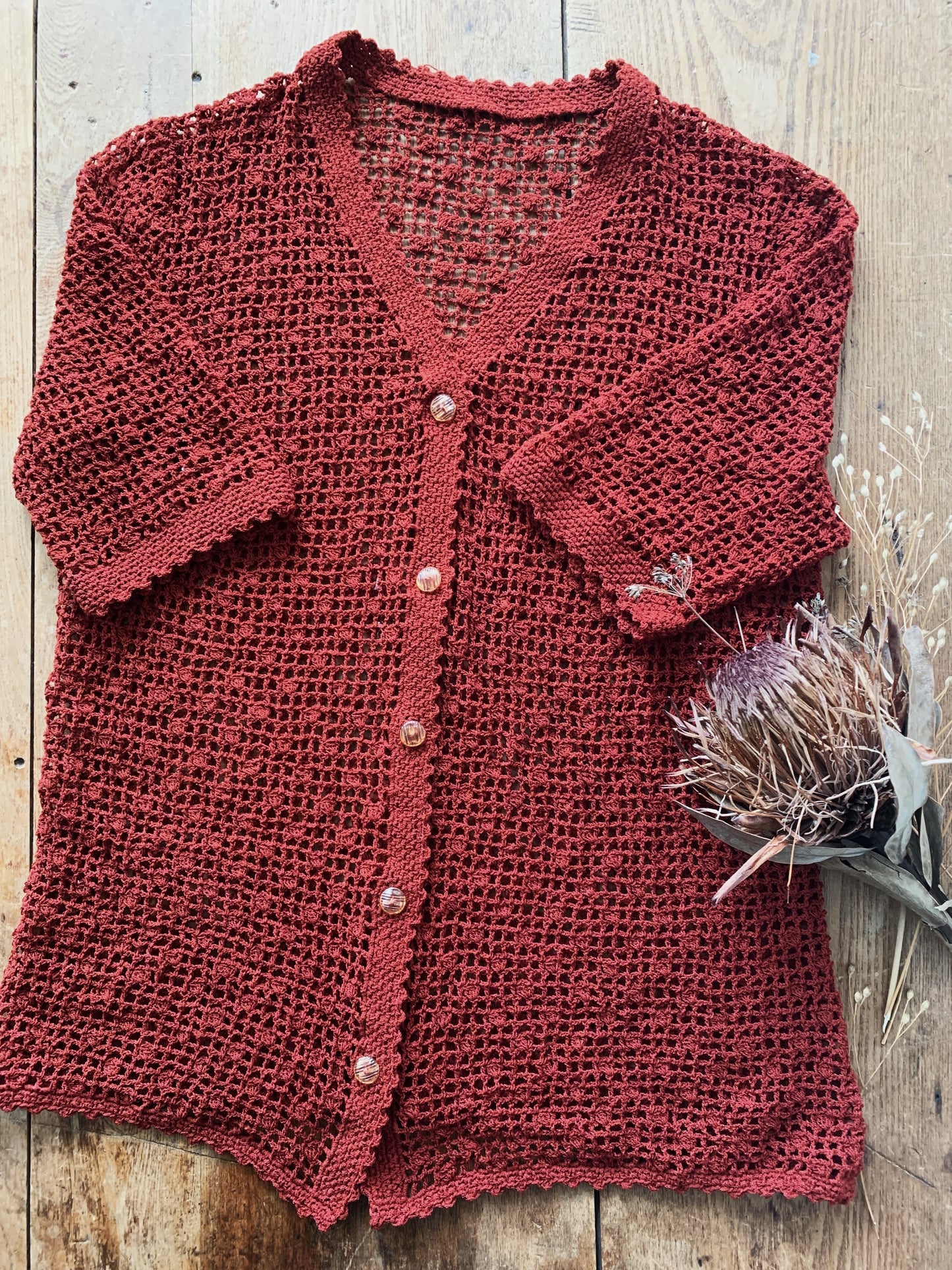 Vintage Hand Knit Cardigan Sweater