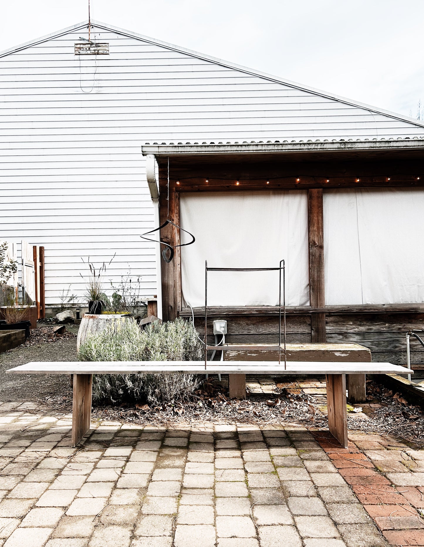 Long Handmade Wood Bench