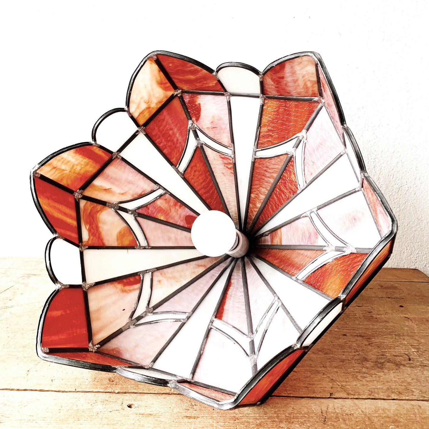 Vintage Leaded Stained Glass Pendant Light