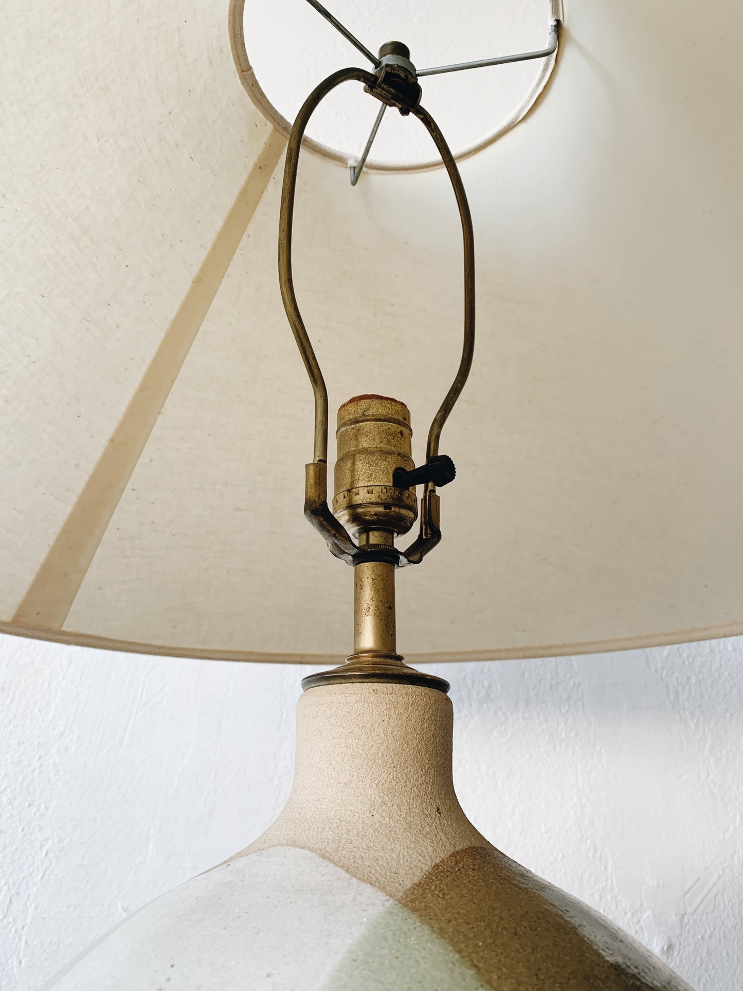 Large Vintage Pottery Lamp and Shade