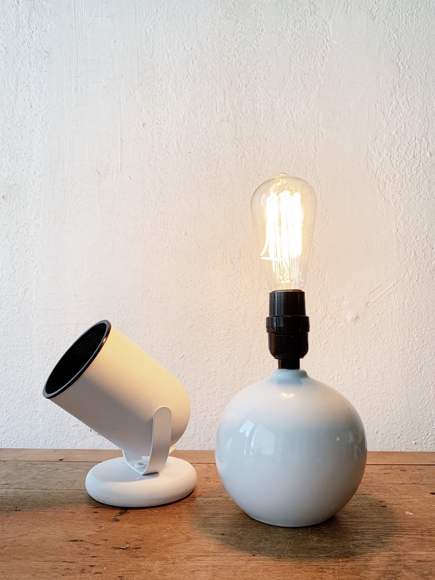 Vintage White Ceramic Orb Lamp