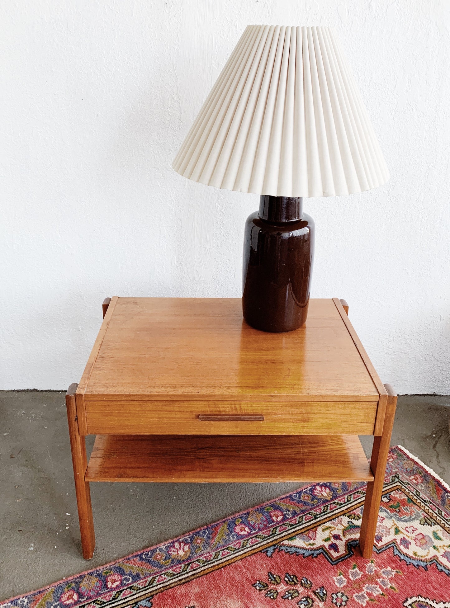 Vintage Ceramic Lamp and Pleated Shade
