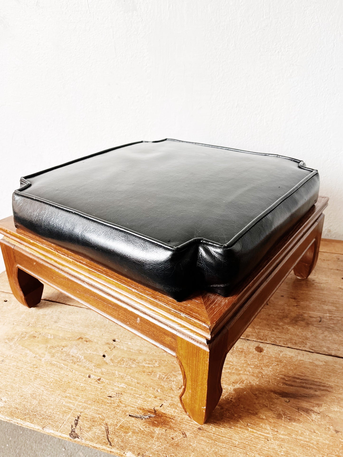 Mid Century Leather Ottoman