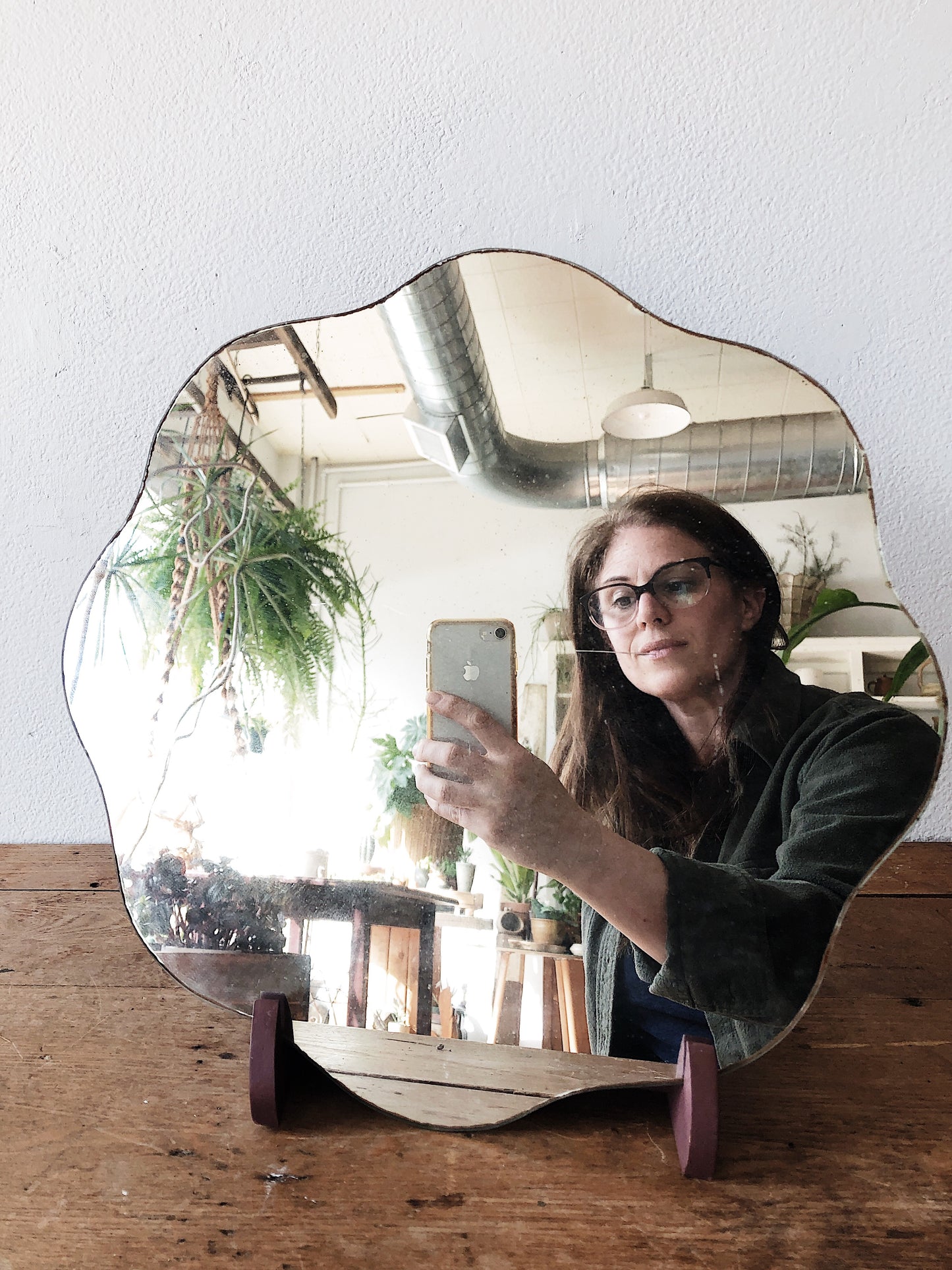 Vintage Scalloped Mirror and Stand