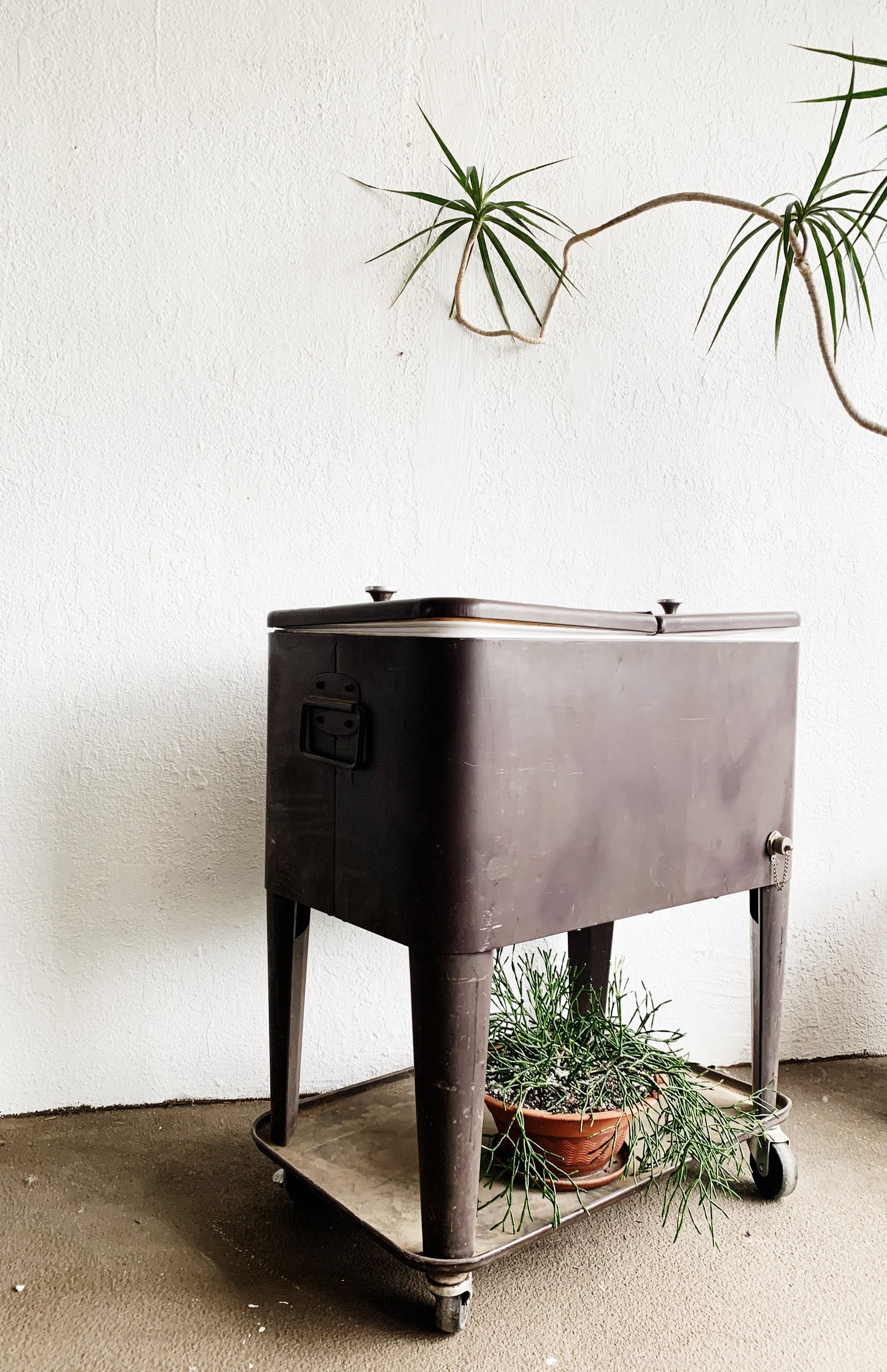 Vintage Metal Cooler on Wheels