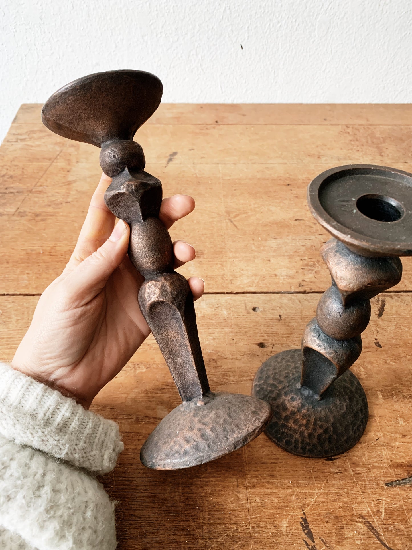 Weighty Brutalist Style Candle Holders