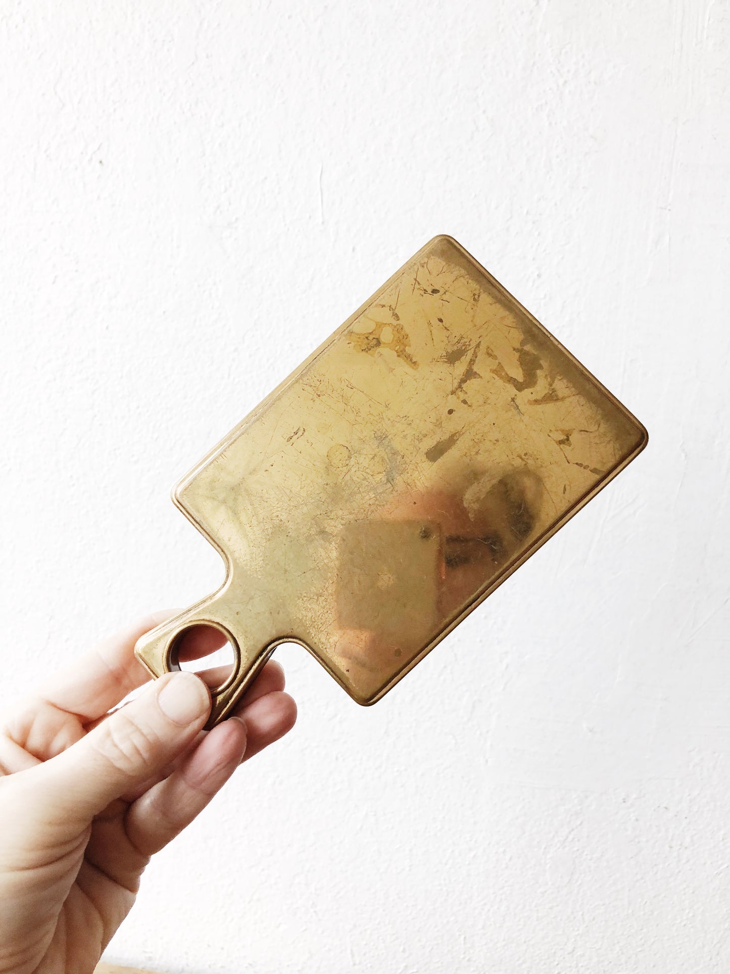 Modernist Brass Hand Mirror