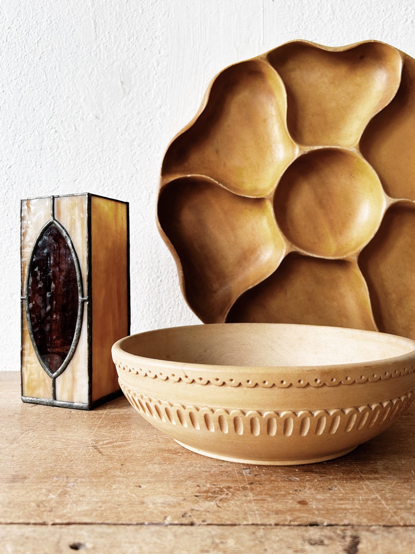 Vintage Carved Wood Bowl Greece