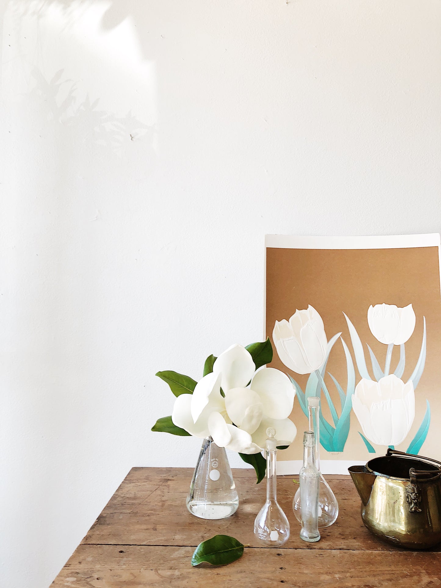 Vintage Embossed Tulips Screen Print